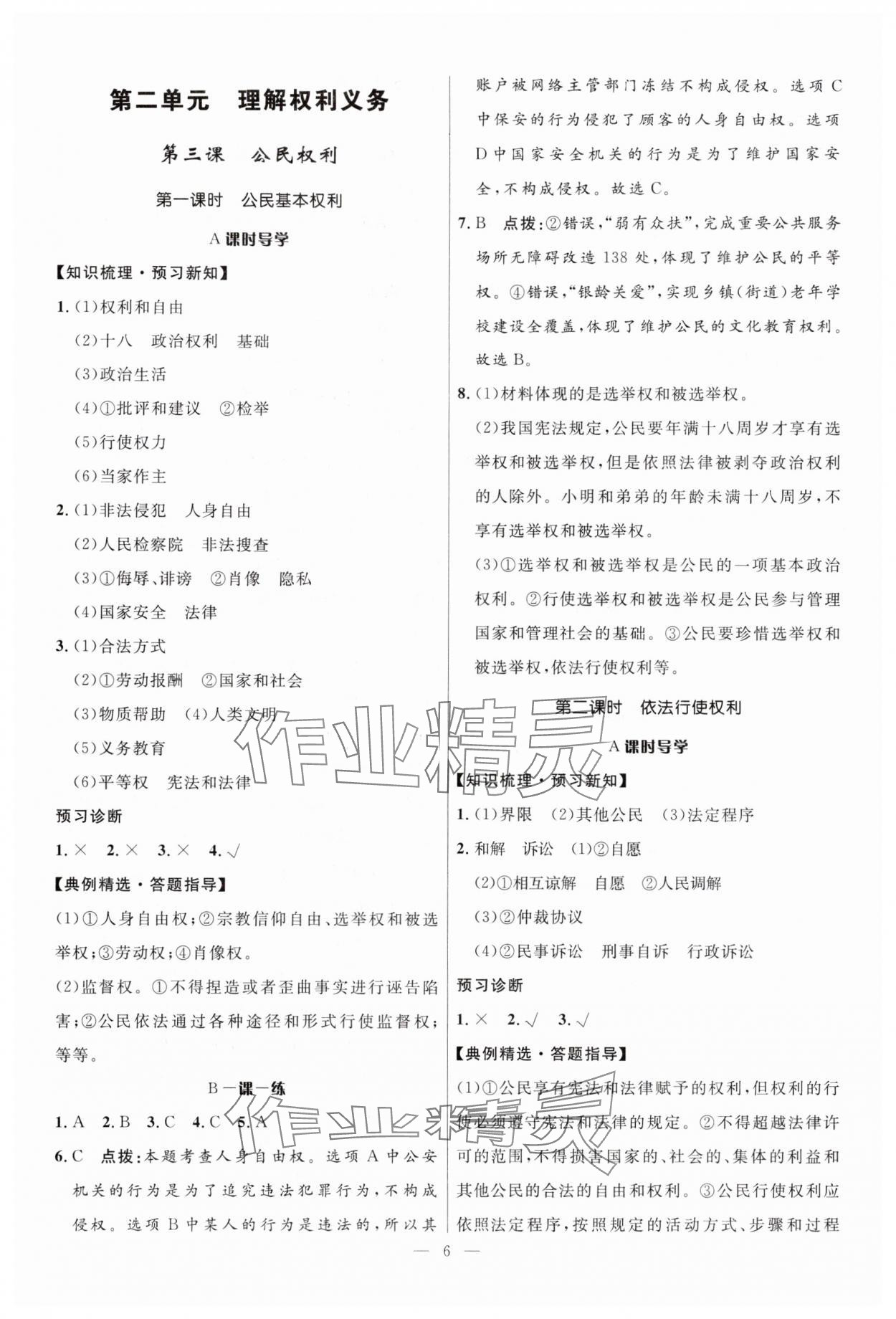 2025年顶尖课课练八年级道德与法治下册人教版贵州专版 第6页