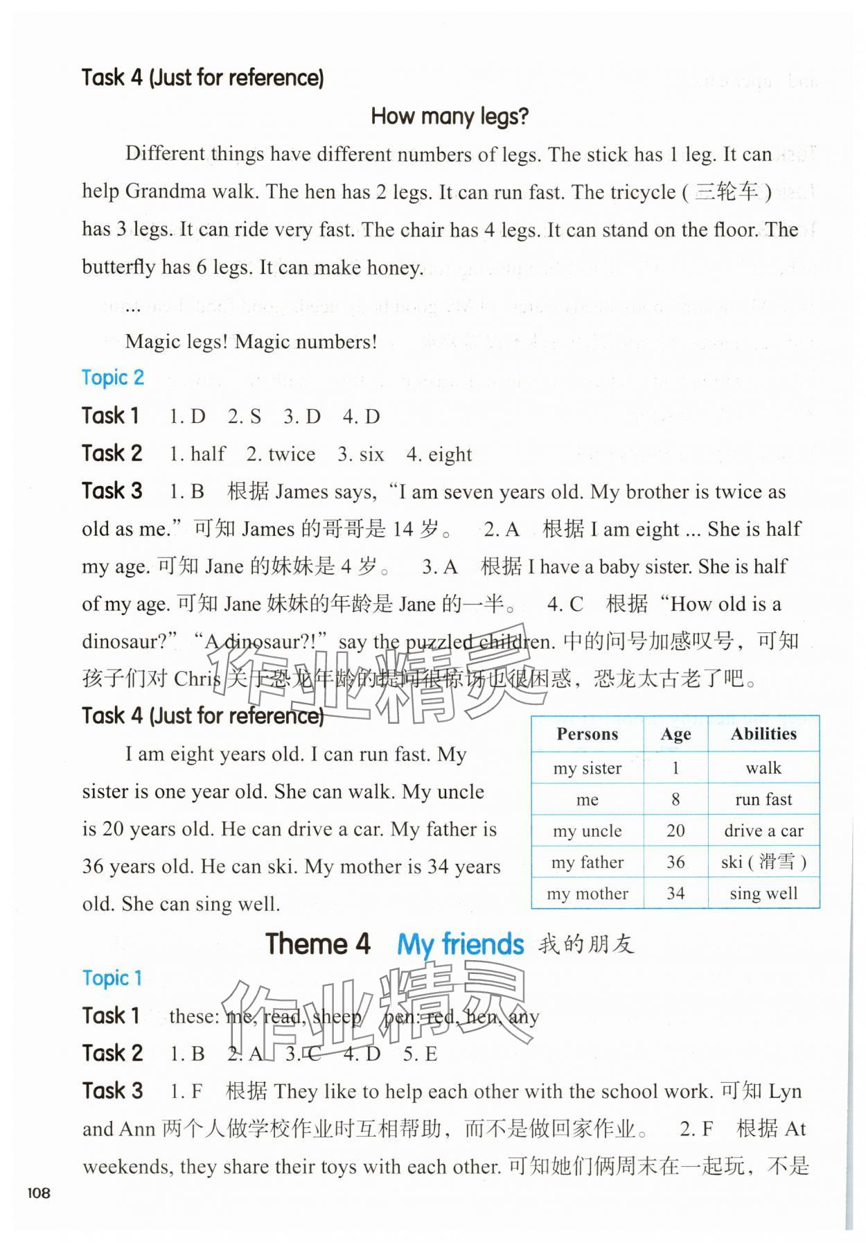 2025年全新英语阅读三年级基础版阅读理解&nbsp;参考答案第4页