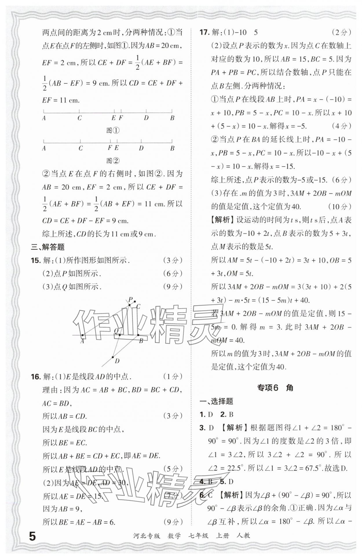 2024年王朝霞各地期末試卷精選七年級(jí)數(shù)學(xué)上冊(cè)人教版河北專版 參考答案第5頁