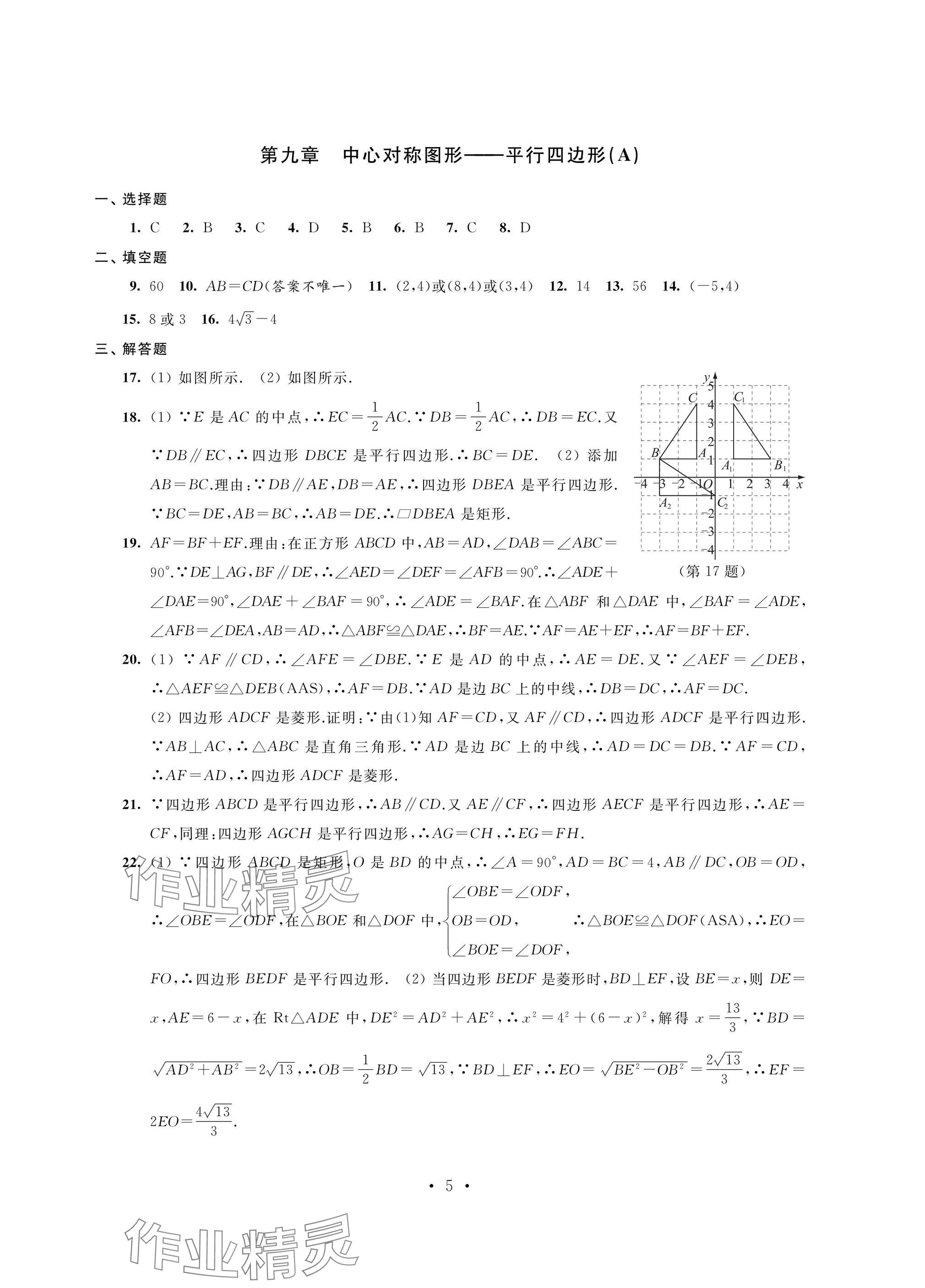 2025年陽光互動綠色成長空間八年級數(shù)學(xué)下冊提優(yōu)版 參考答案第5頁