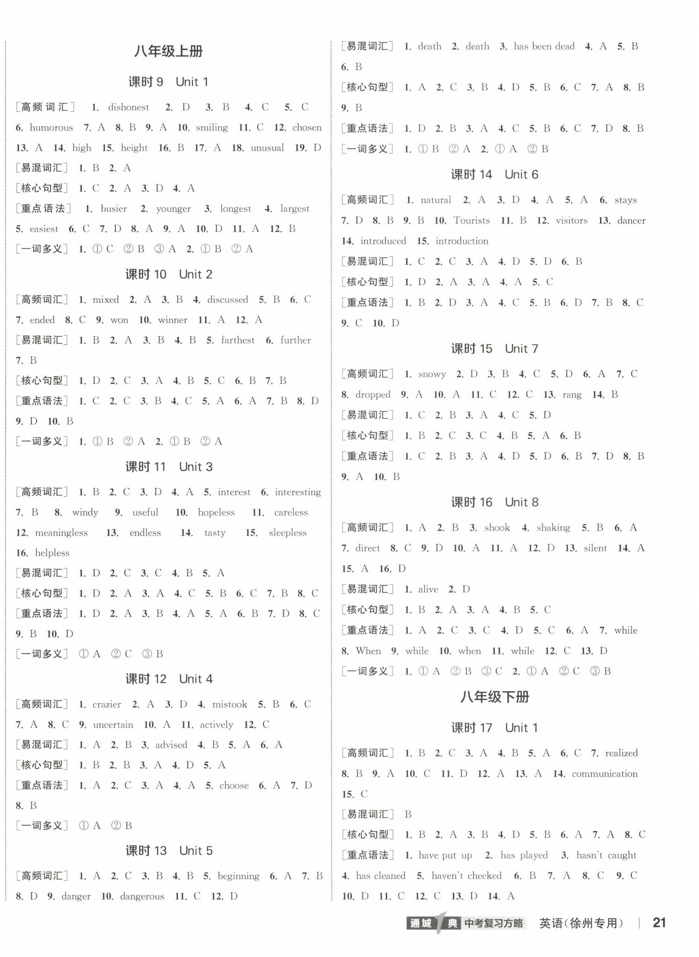 2024年通城1典中考复习方略英语徐州专版 参考答案第2页