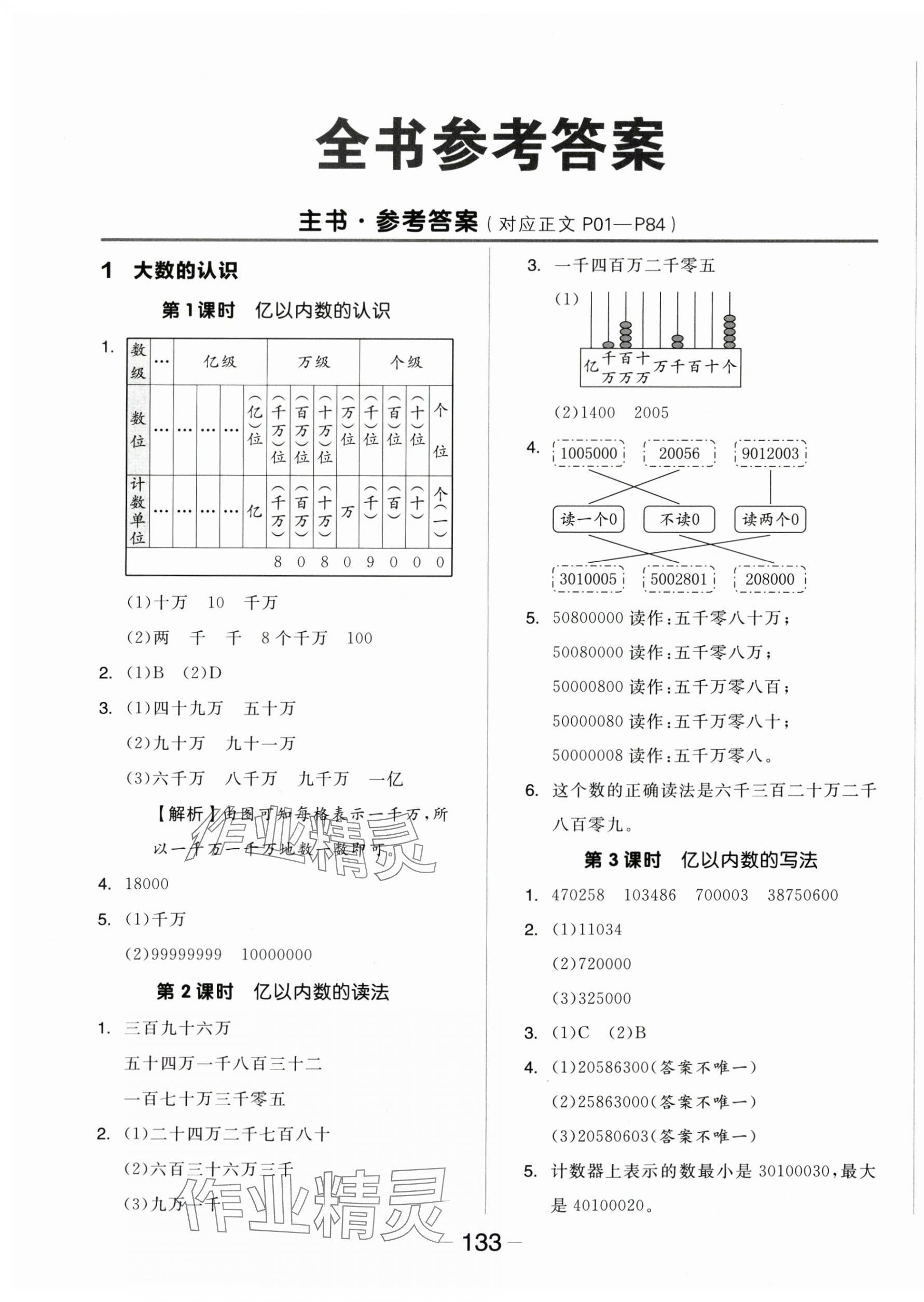 2025年全品學練考四年級數(shù)學上冊人教版 參考答案第1頁