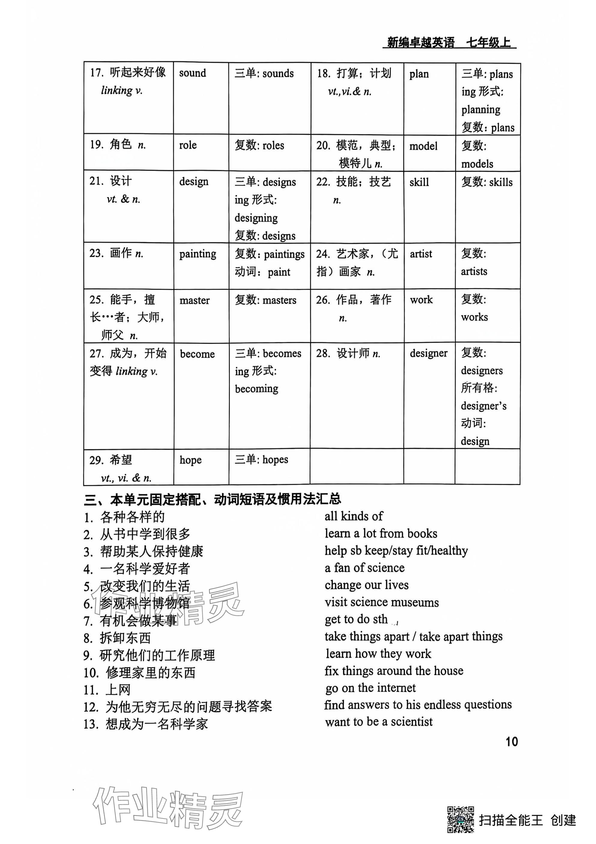 2024年卓越英語七年級上冊譯林版 參考答案第10頁