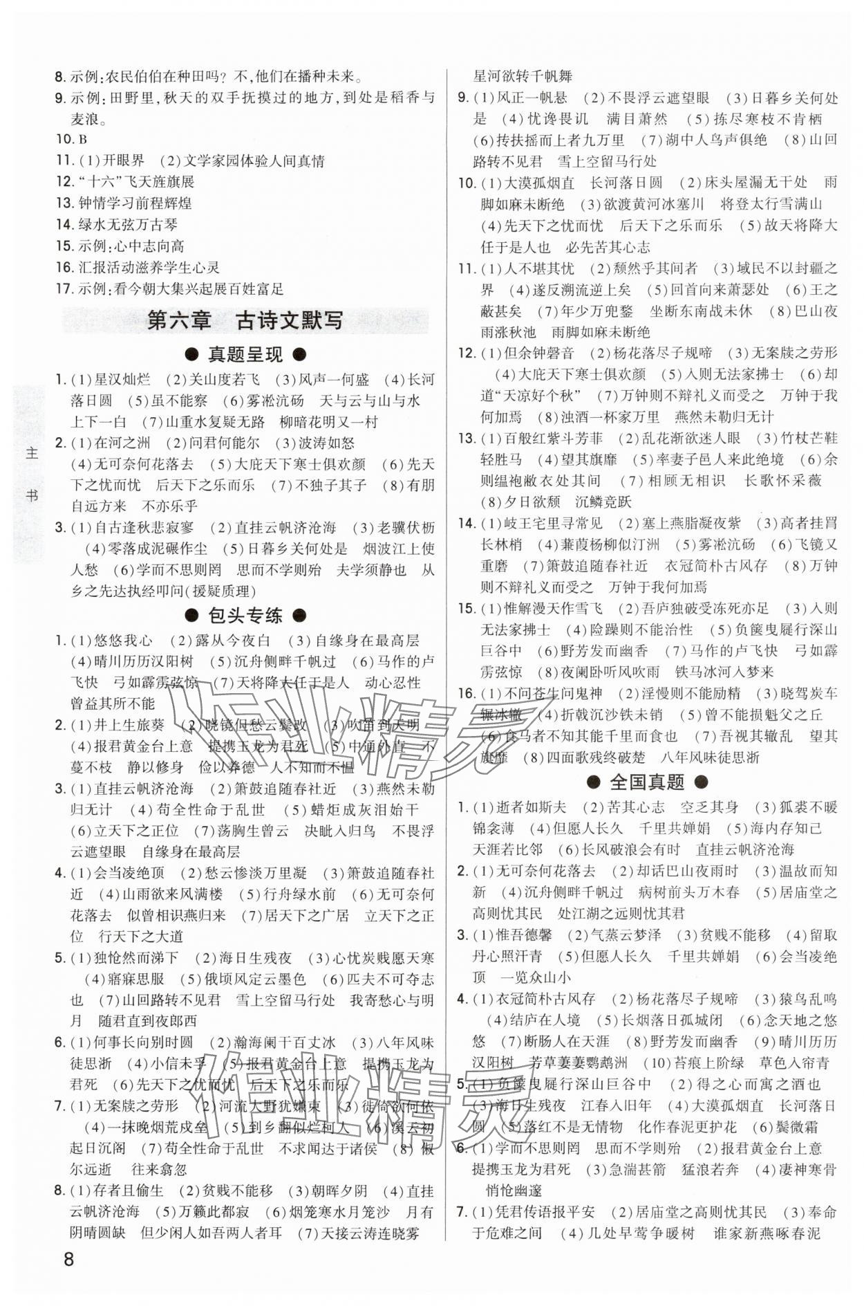 2024年直擊中考初中全能優(yōu)化復(fù)習(xí)語(yǔ)文中考包頭專(zhuān)版 參考答案第7頁(yè)