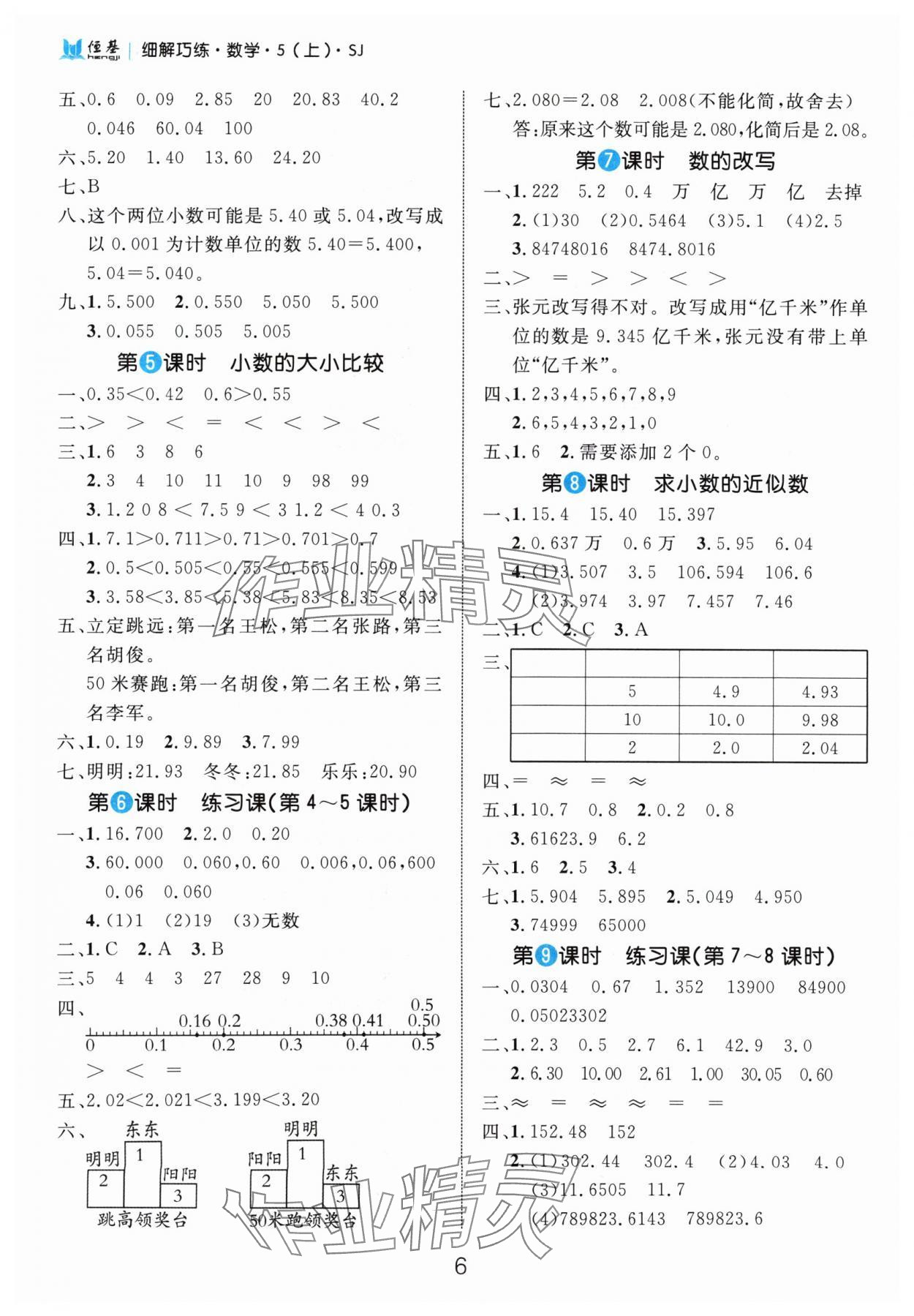 2024年细解巧练五年级数学上册苏教版 参考答案第6页