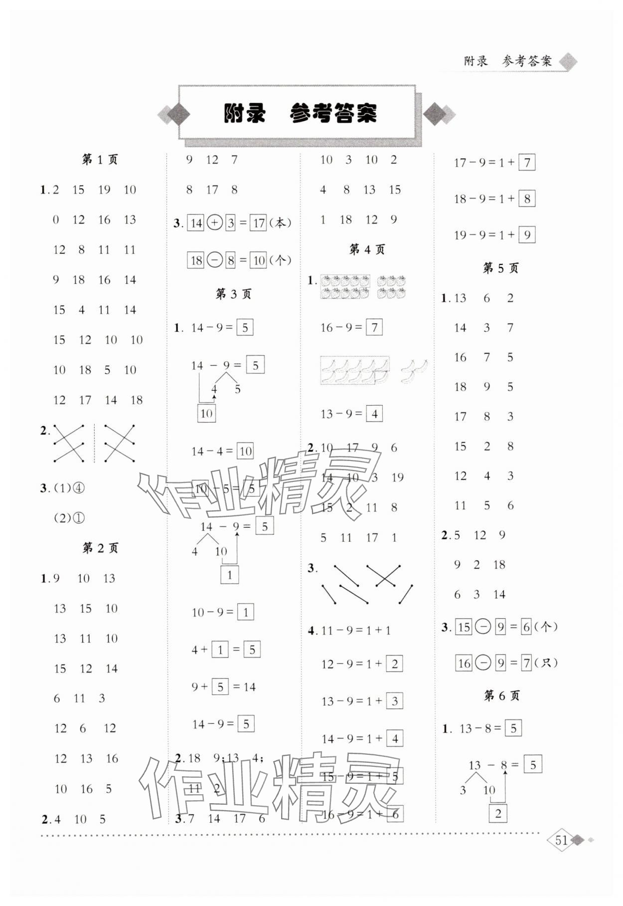 2025年黄冈小状元同步计算天天练一年级数学下册人教版 第1页