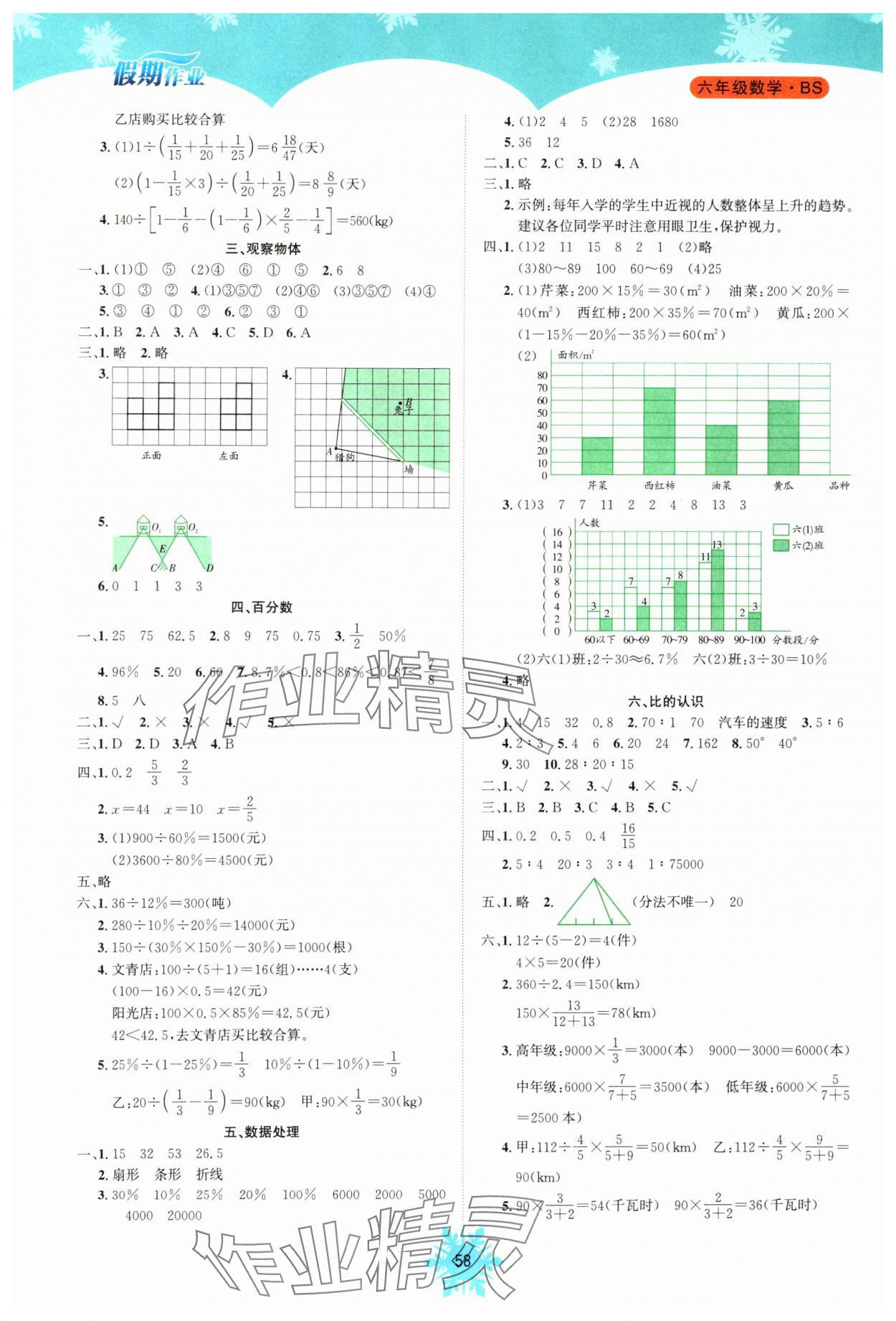 2025年假期作业南海出版公司六年级数学北师大版 第2页