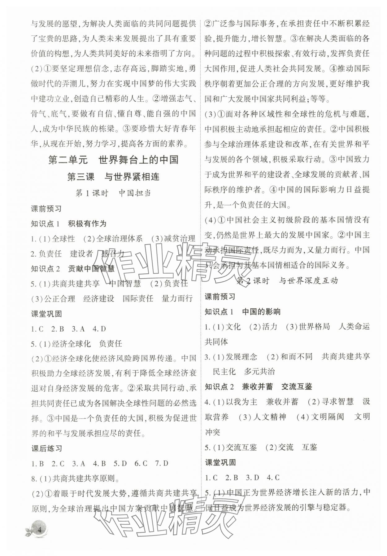 2024年創(chuàng)新課堂創(chuàng)新作業(yè)本九年級(jí)道德與法治下冊(cè)人教版 第4頁(yè)