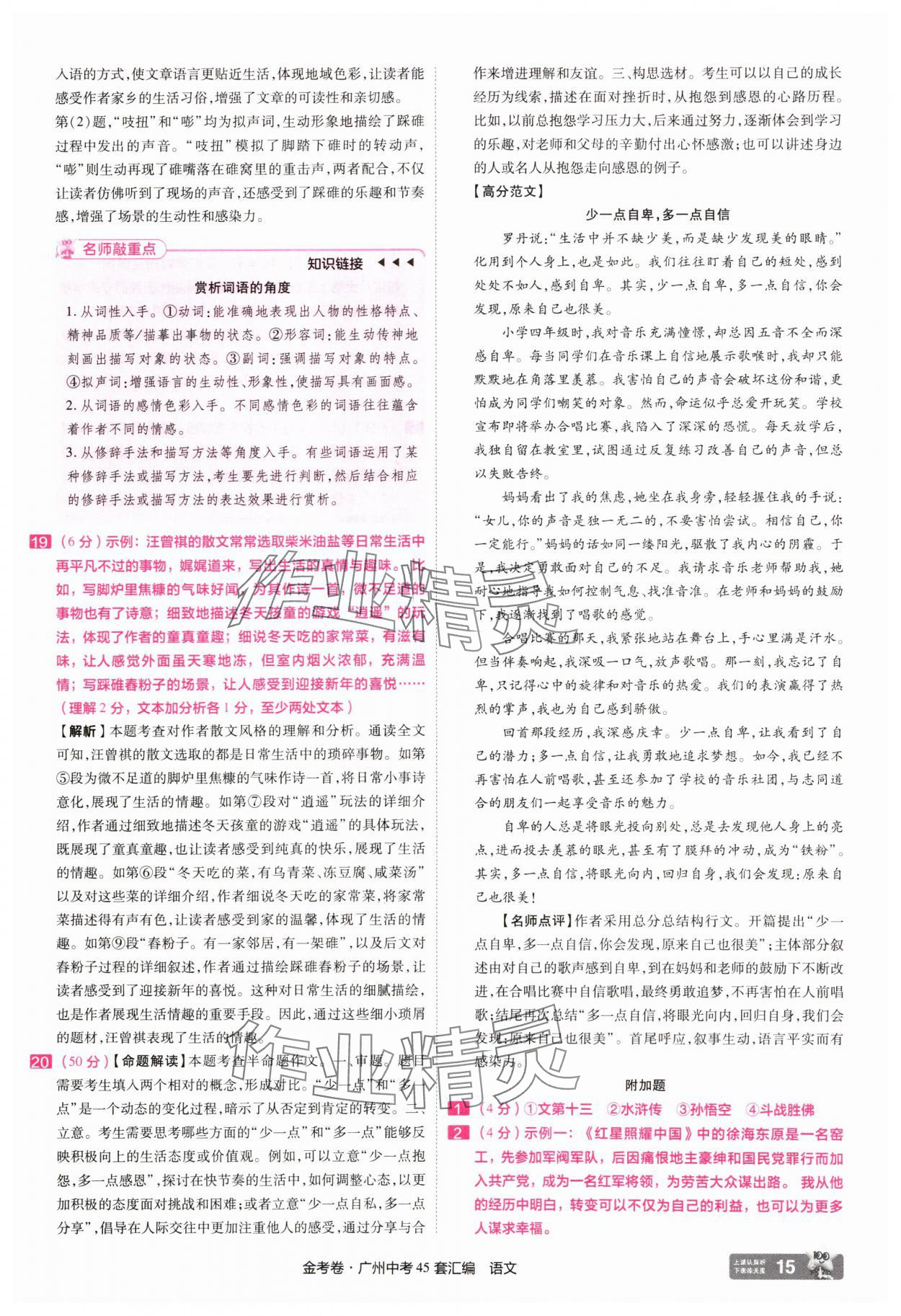 2025年金考卷中考45套汇编语文广州专版 第15页