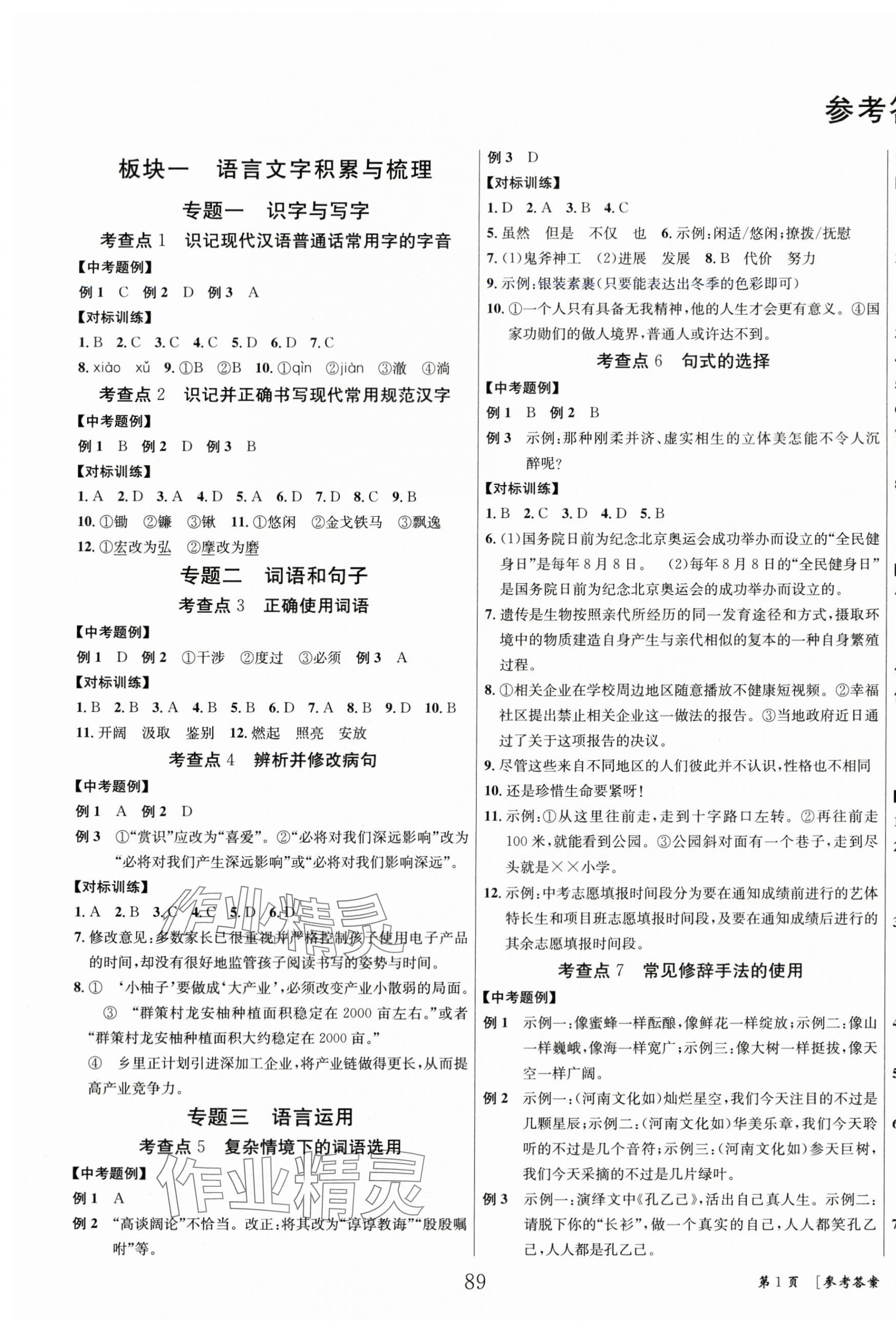 2024年全效學(xué)習(xí)中考總復(fù)習(xí)語文四川專版 第1頁
