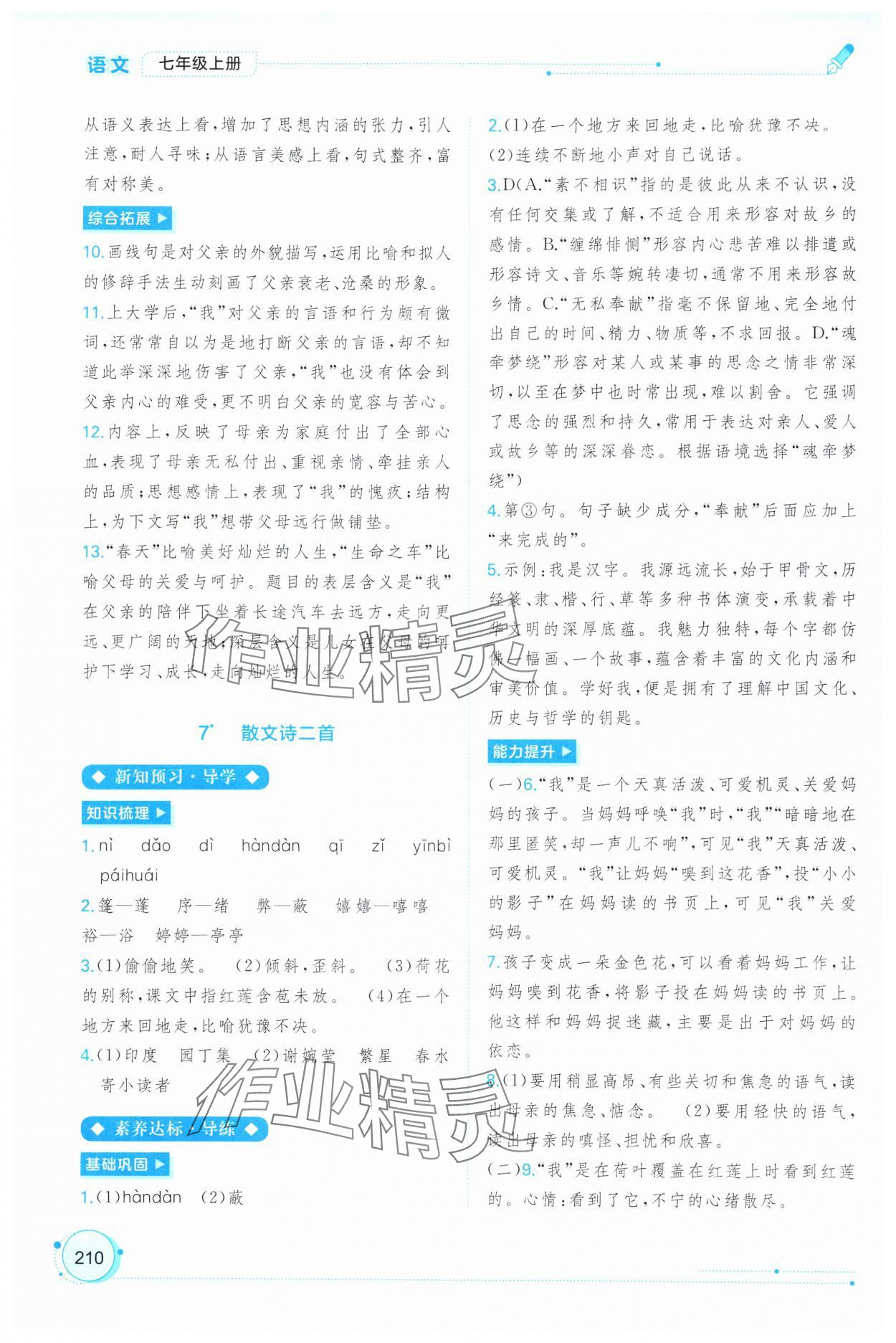 2024年新課程學(xué)習(xí)與測評同步學(xué)習(xí)七年級語文上冊人教版 第6頁