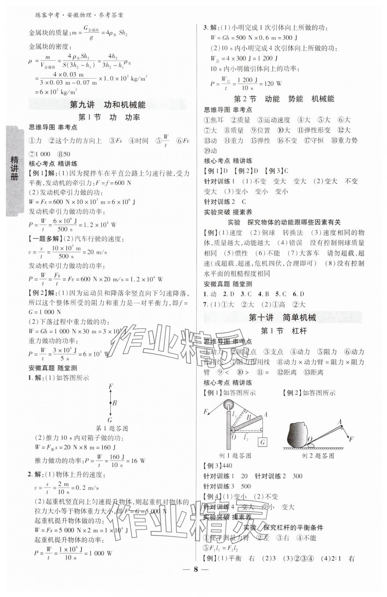 2025年練客中考提優(yōu)方案物理安徽專版 參考答案第7頁