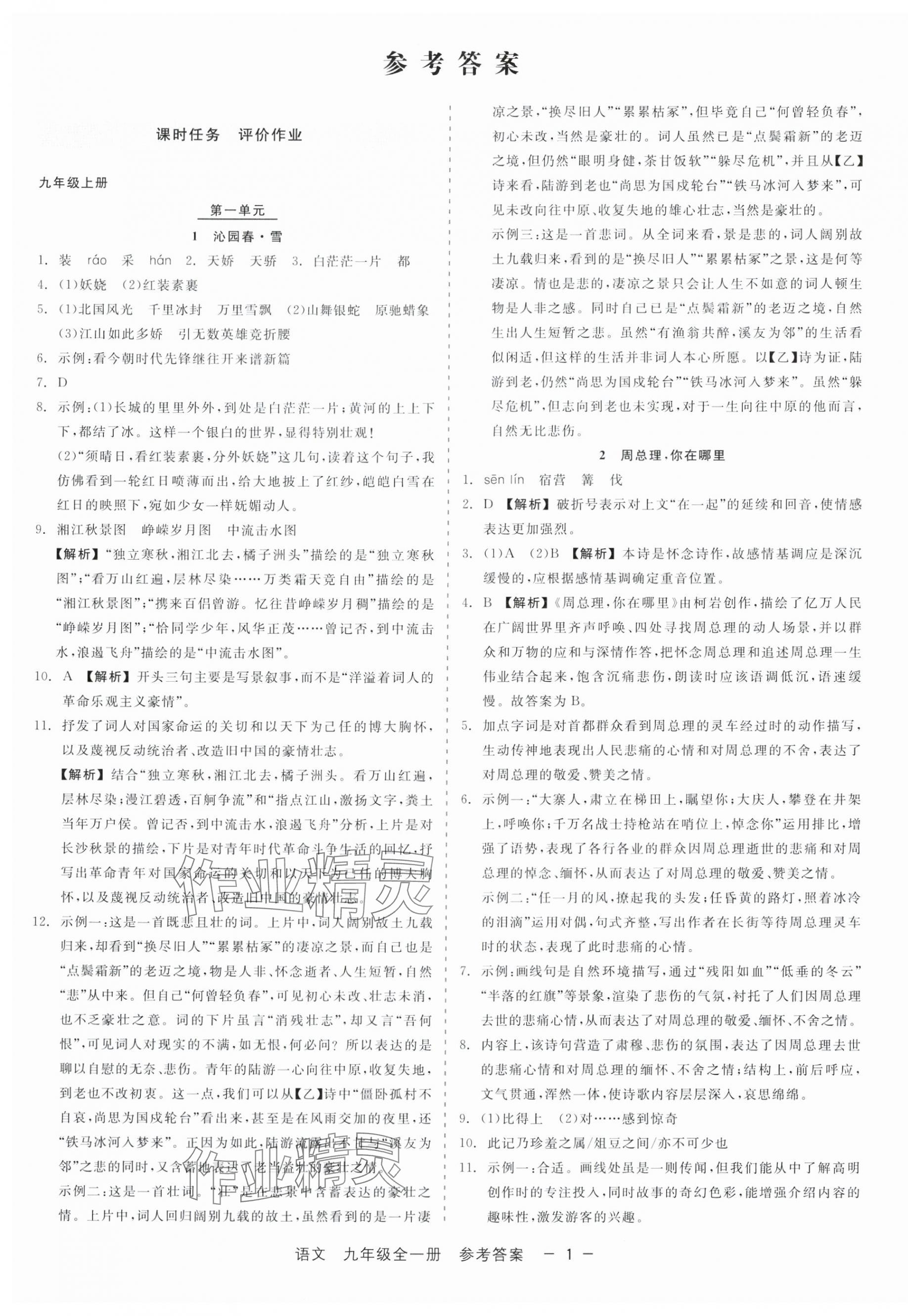 2024年精彩三年就練這一本九年級語文全一冊人教版 第1頁