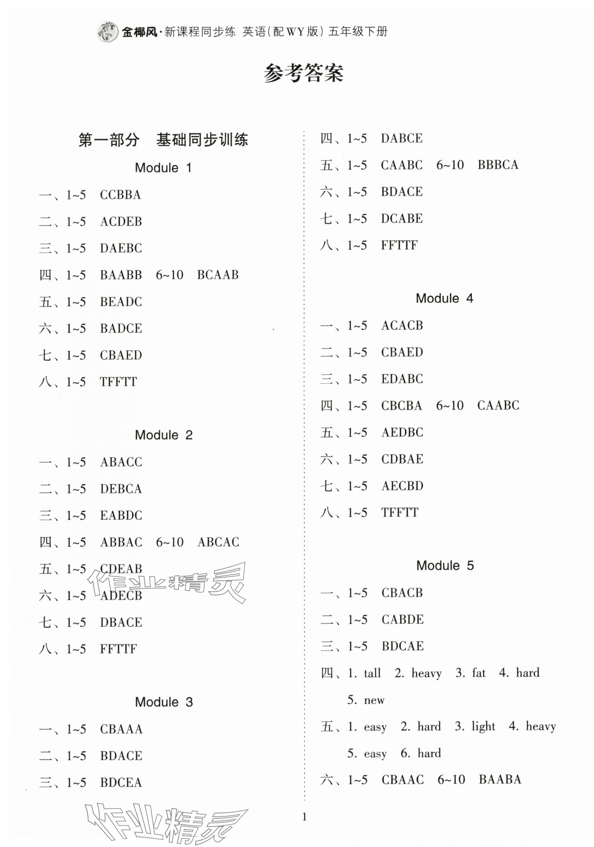 2024年金椰風(fēng)新課程同步練五年級(jí)英語(yǔ)下冊(cè)外研版 第1頁(yè)