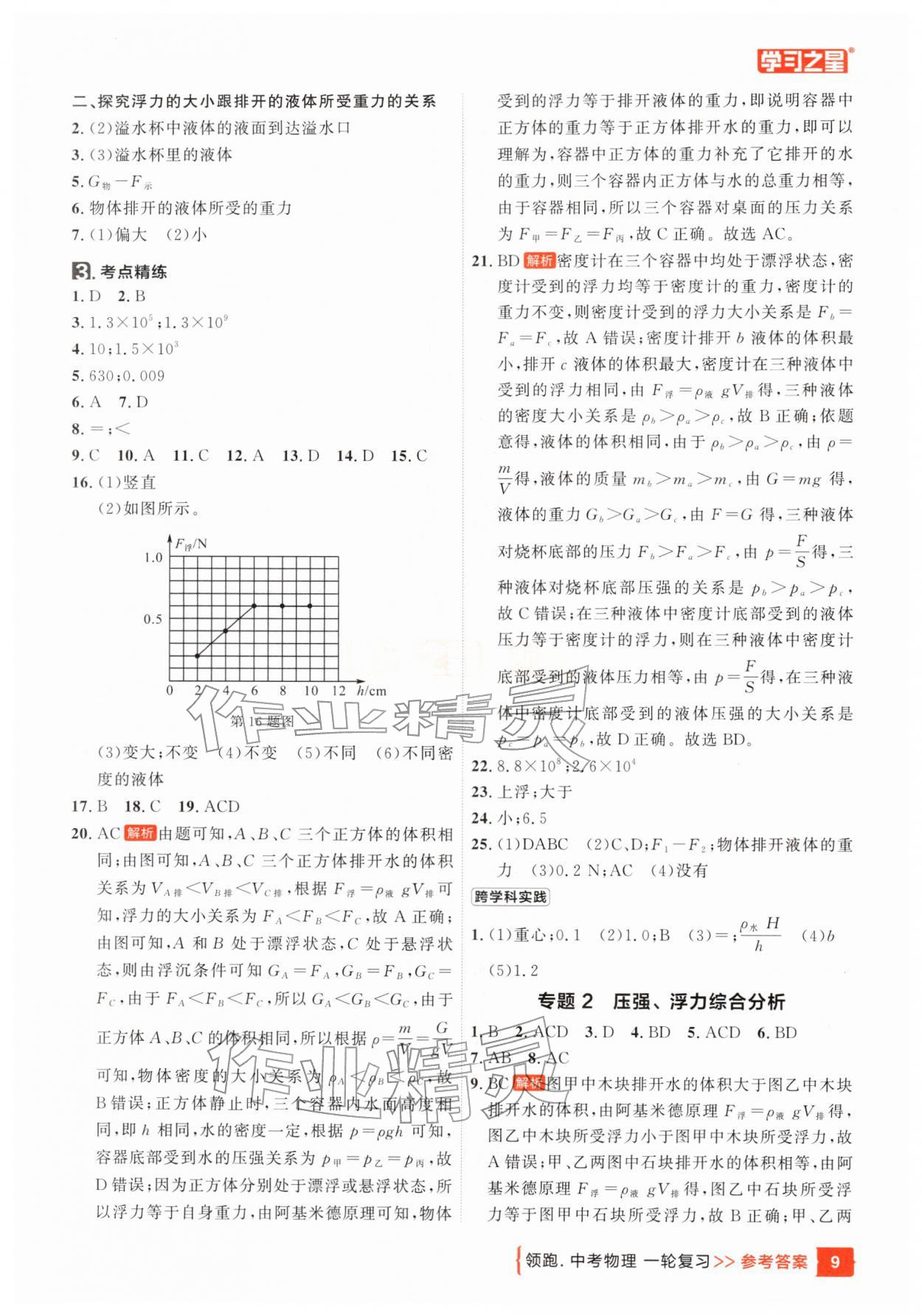 2026年领跑中考1轮总复习教材考点全梳理物理辽宁专版&nbsp;参考答案第9页