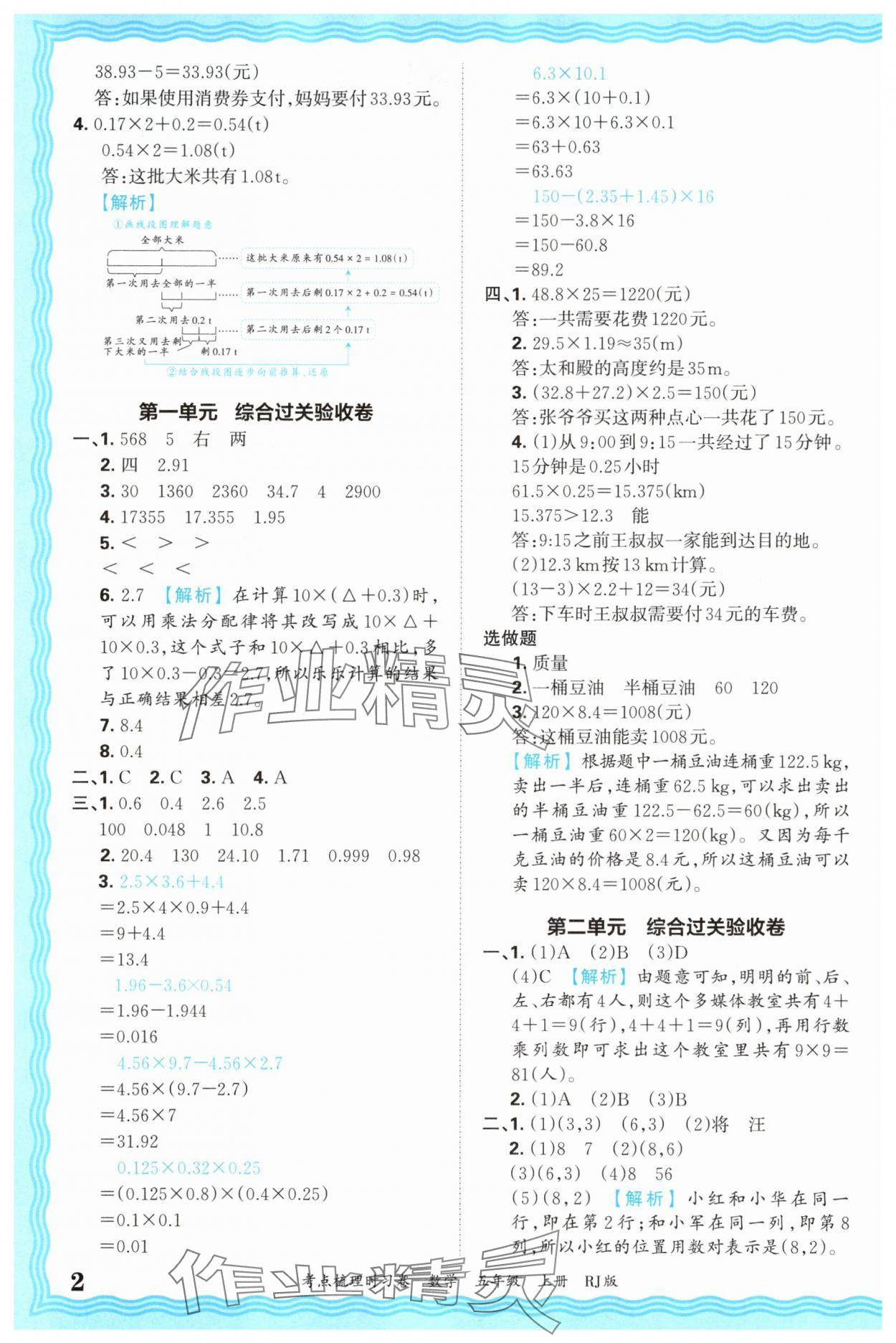 2025年王朝霞考點梳理時習(xí)卷五年級數(shù)學(xué)上冊人教版 第2頁