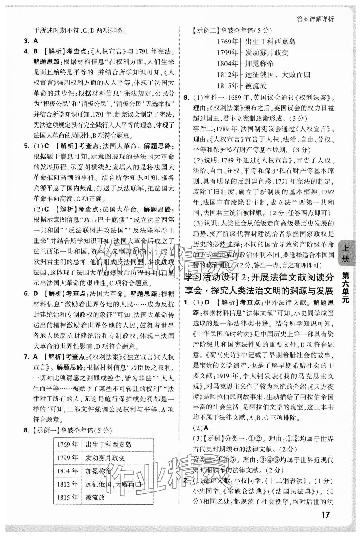 2025年萬唯中考情境題九年級歷史全一冊人教版&nbsp;參考答案第17頁