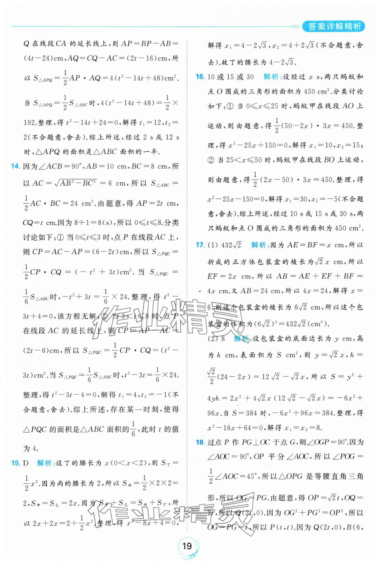 2023年亮點給力全優(yōu)練霸九年級數(shù)學(xué)上冊蘇科版 參考答案第19頁