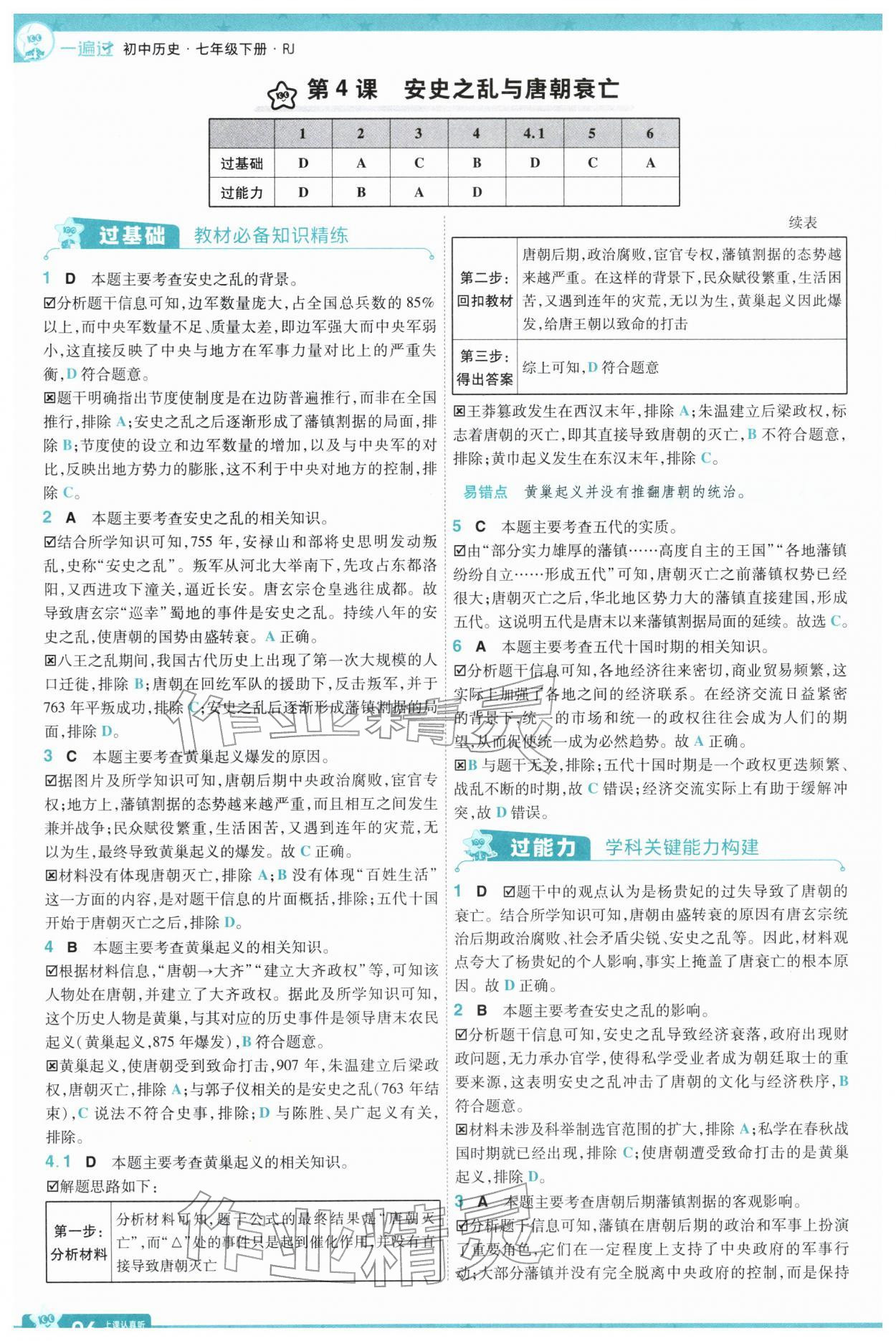 2026年一遍过七年级历史下册人教版&nbsp;第8页