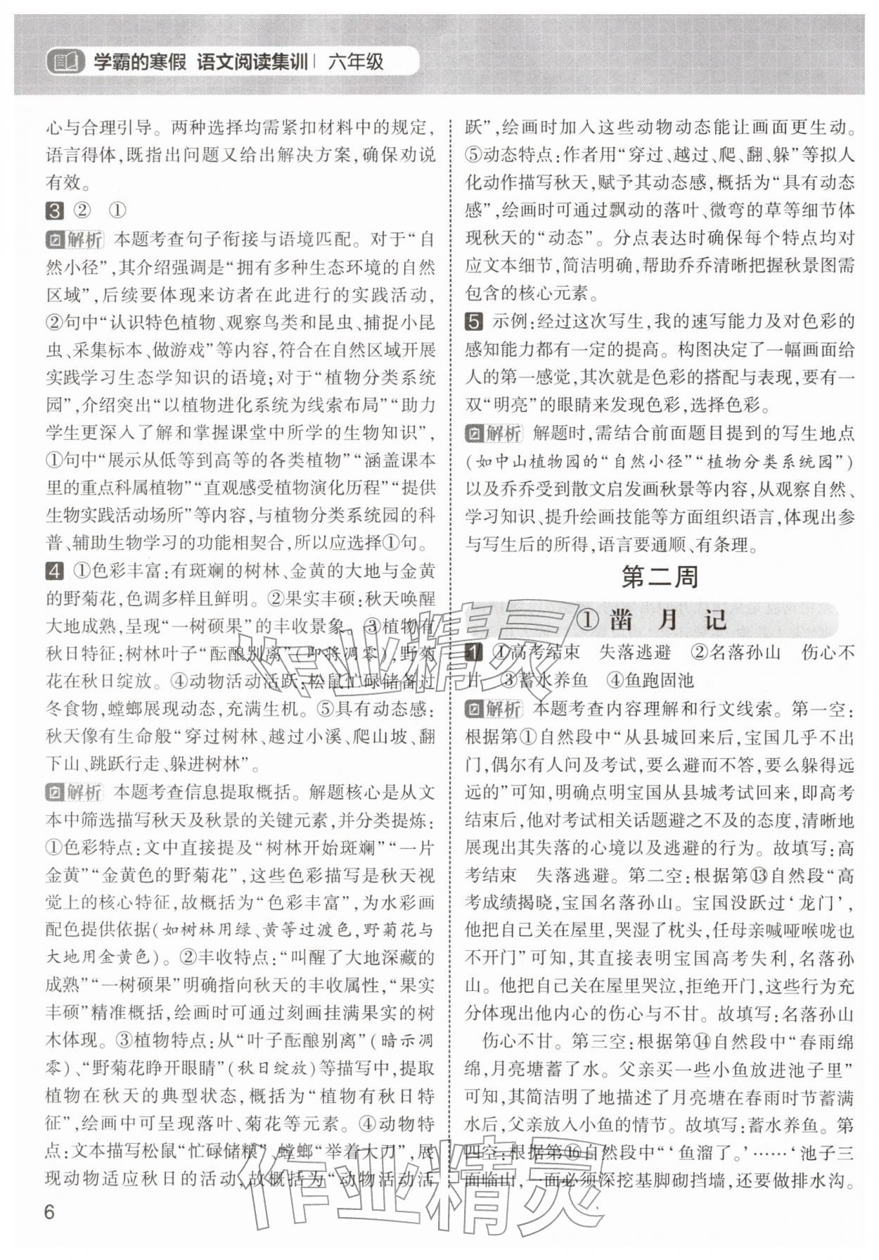 2026年学霸的寒假阅读集训六年级语文&nbsp;第6页