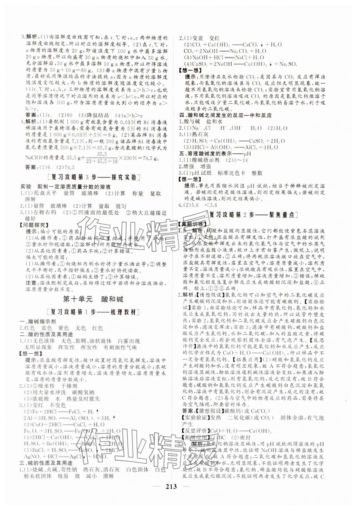 2024年新中考集訓中考總復習化學&nbsp;參考答案第6頁