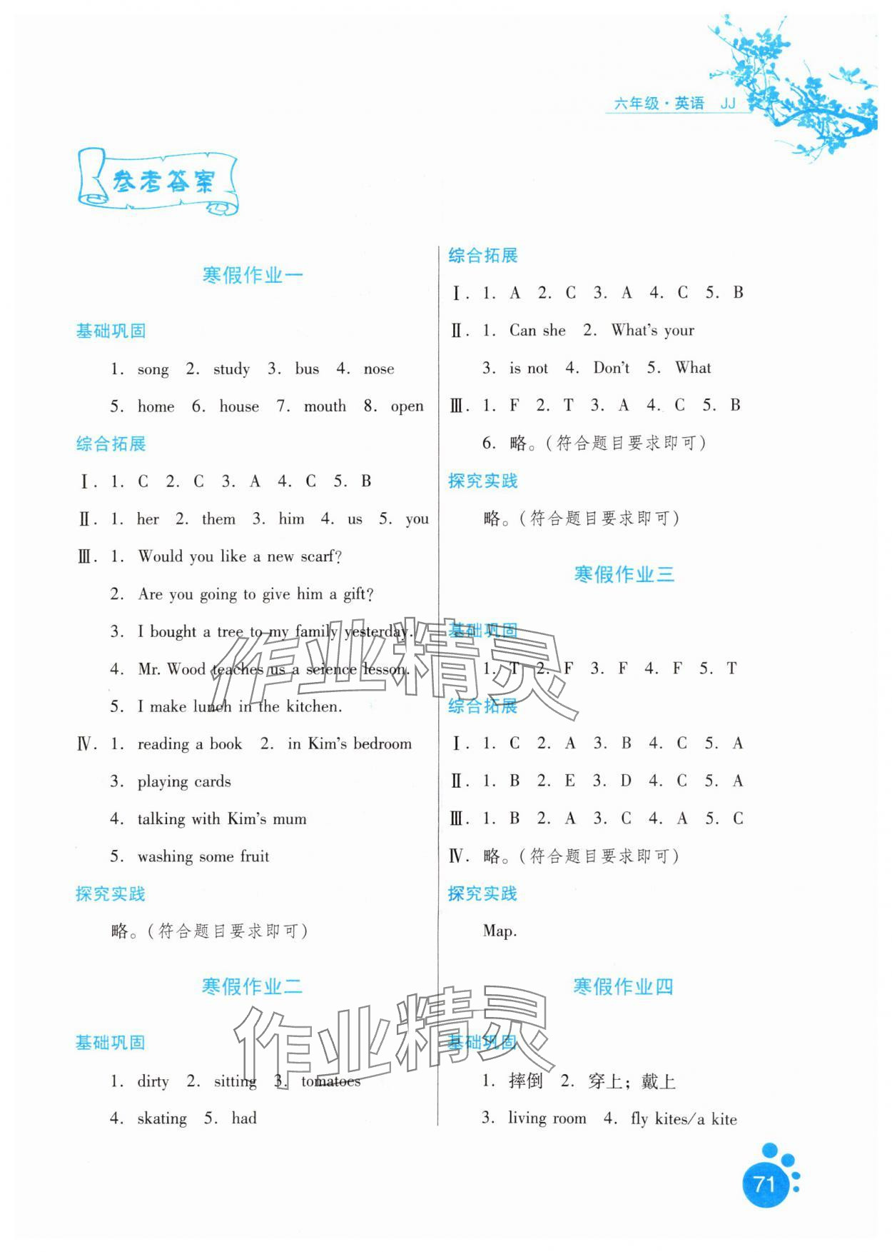 2025年寒假生活六年級(jí)英語冀教版河北少年兒童出版社 第1頁