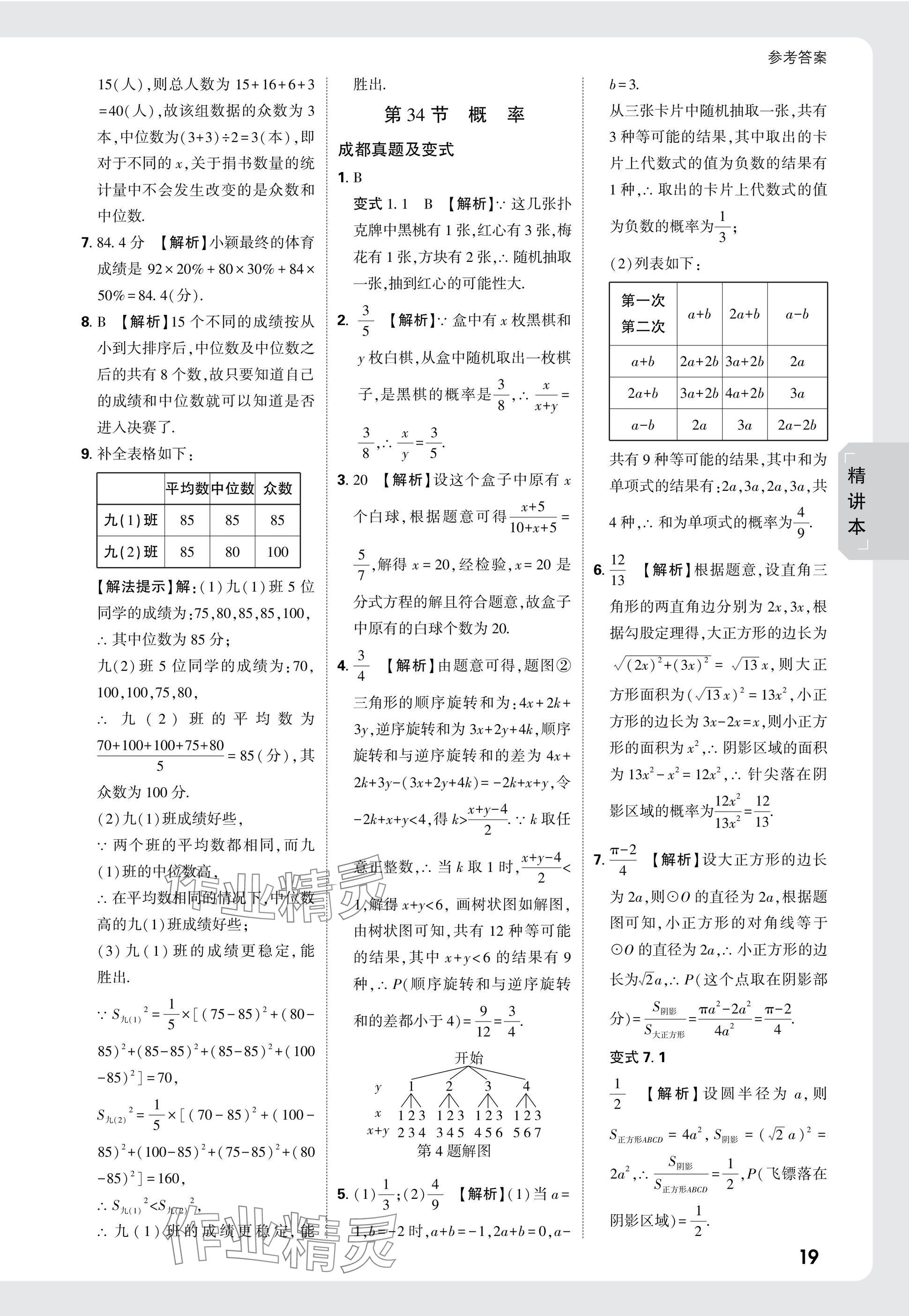 2025年萬唯中考試題研究數(shù)學(xué)成都專版 參考答案第35頁