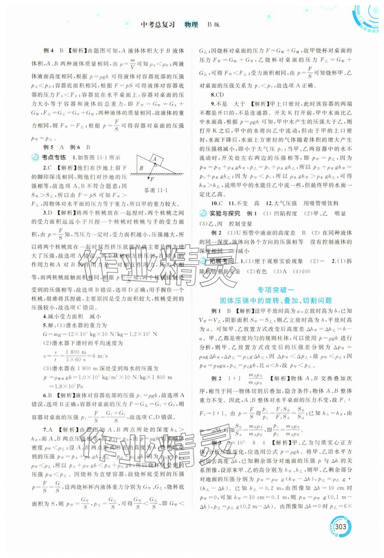 2025年中考先鋒中考總復習物理中考滬科版 參考答案第8頁