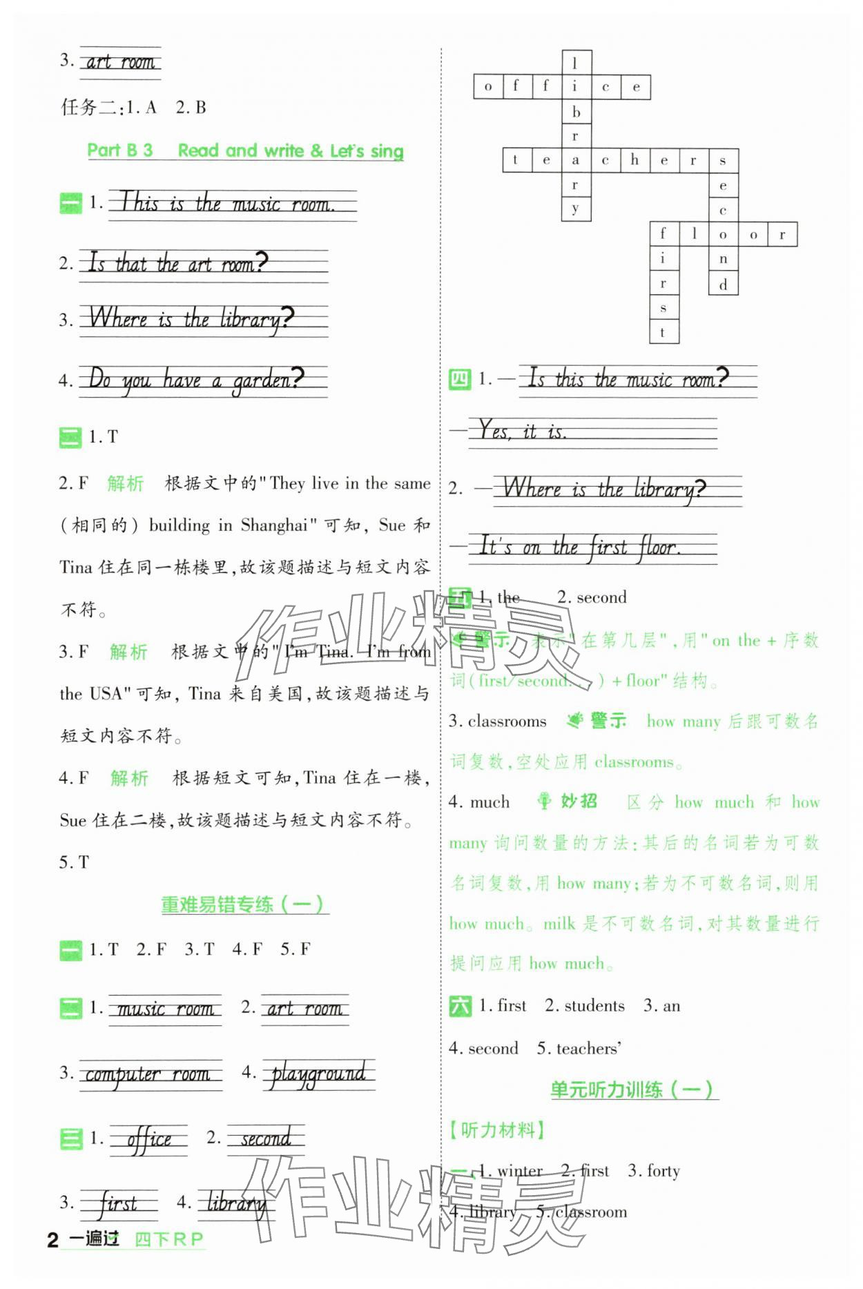 2025年一遍过四年级小学英语下册人教版 第2页