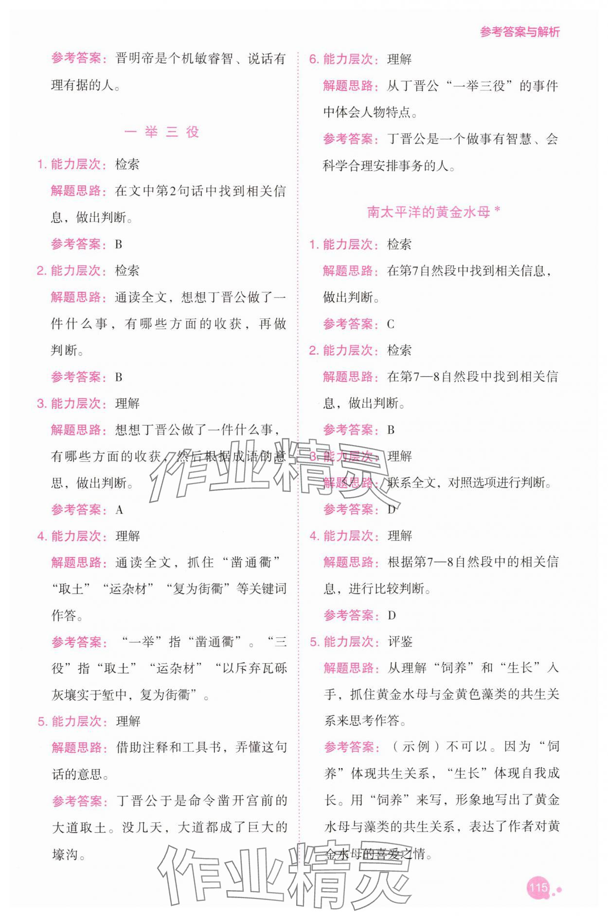 2025年深度閱讀訓練冊六年級語文下冊人教B版福建專版 參考答案第13頁