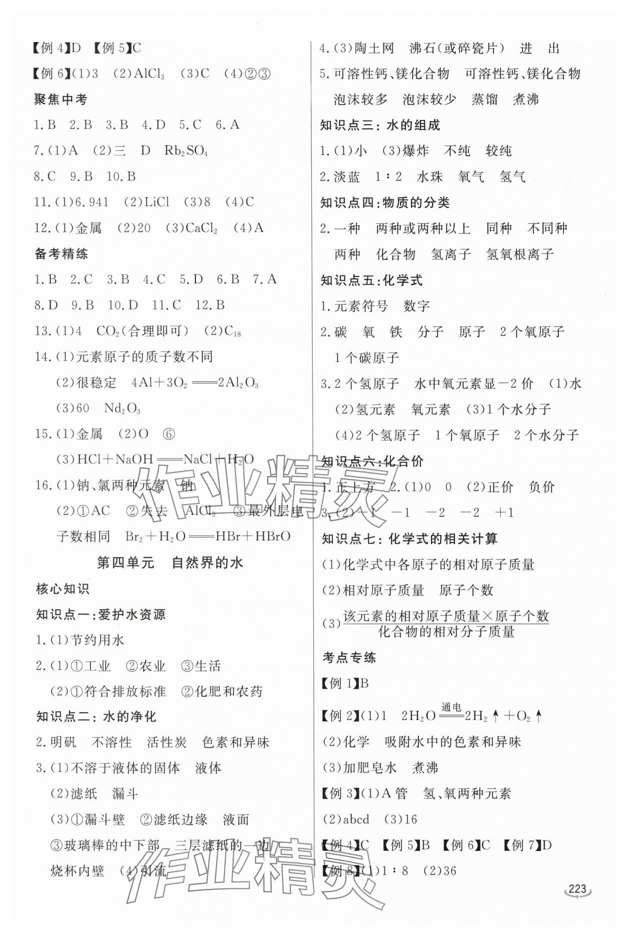 2024年初中學(xué)業(yè)水平考試備考指導(dǎo)化學(xué)臨沂專版&nbsp;參考答案第4頁(yè)