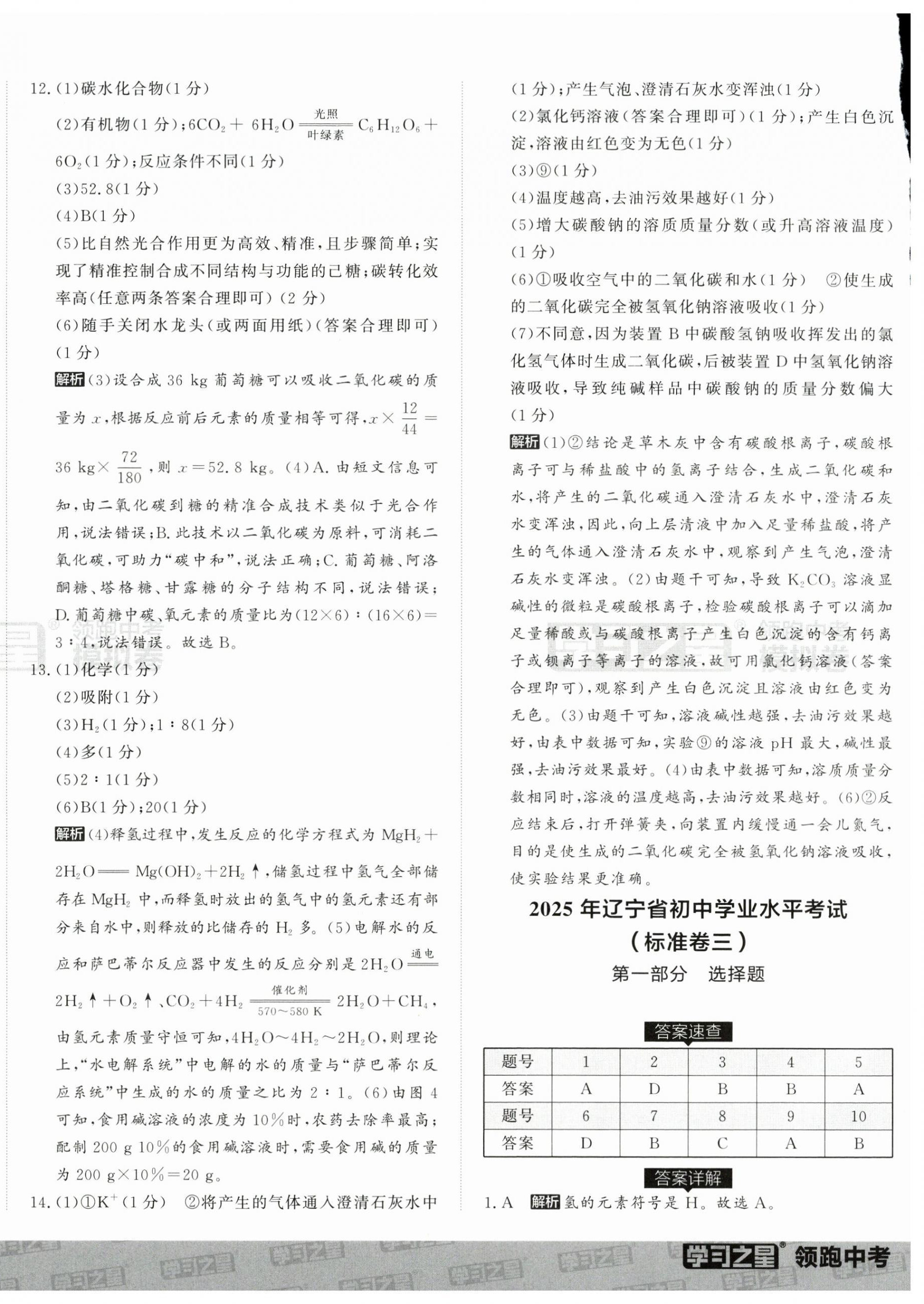 2025年领跑中考模拟卷化学辽宁专版&nbsp;第4页