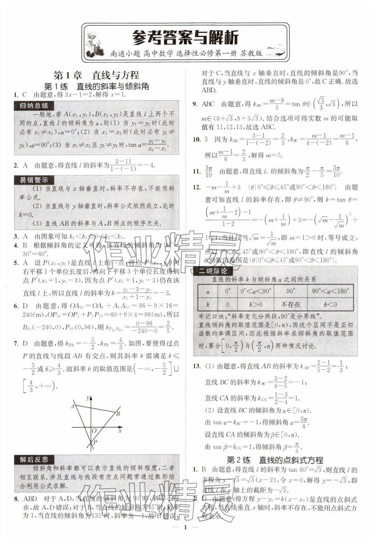 2025年南通小題高中數(shù)學(xué)選擇性必修第一冊(cè)蘇教版 第1頁(yè)
