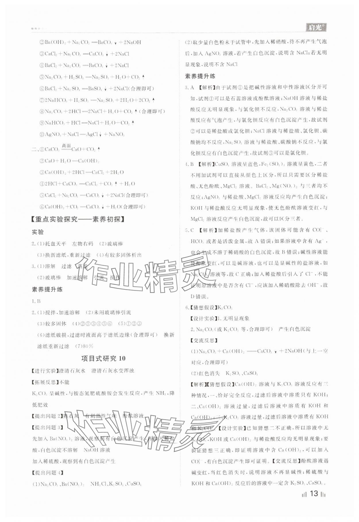 2024年中考精確制導(dǎo)化學(xué)河北專版 參考答案第13頁