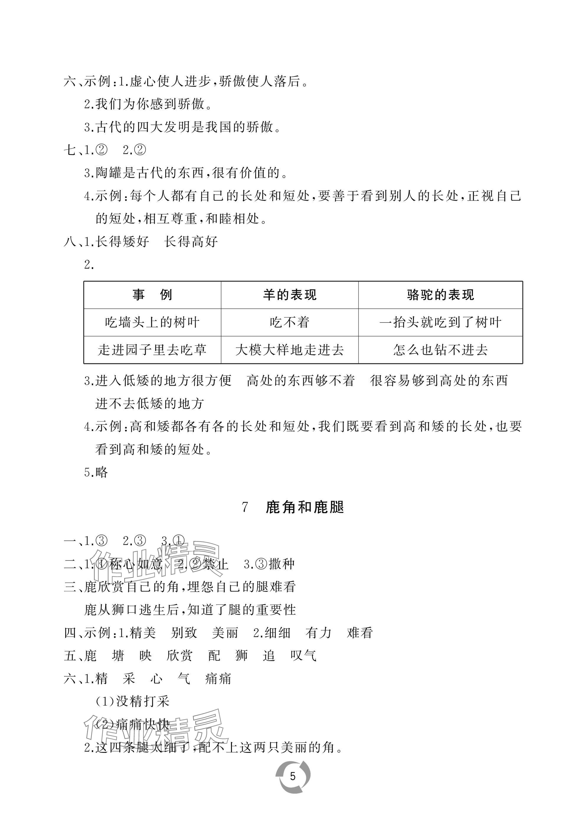 2025年新課堂同步學(xué)習(xí)與探究三年級(jí)語(yǔ)文下冊(cè)人教版棗莊專版 參考答案第5頁(yè)