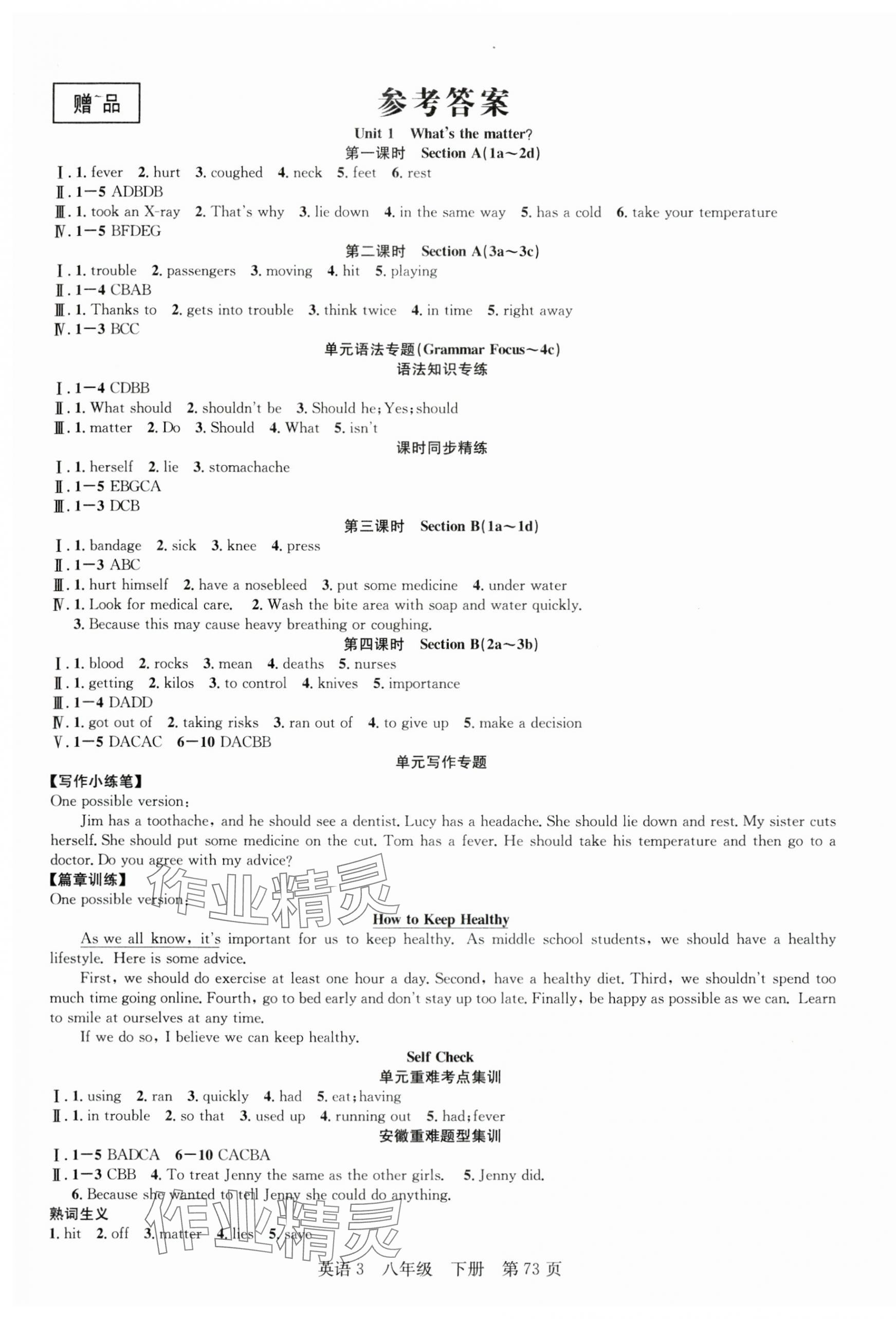 2024年課時(shí)奪冠八年級(jí)英語下冊(cè)人教版安徽專版 第1頁