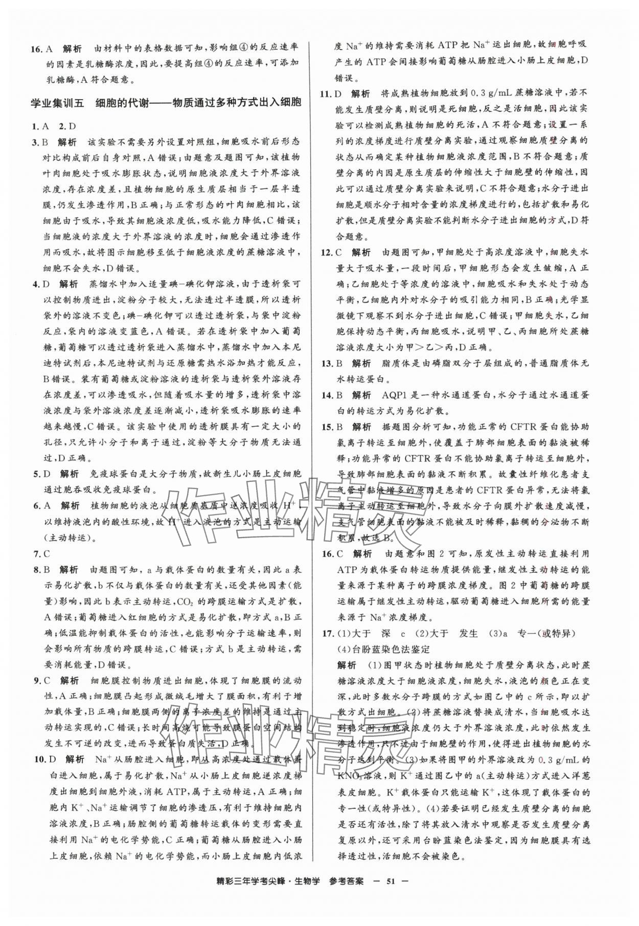 2025年精彩三年學考尖峰生物浙江專版 第5頁