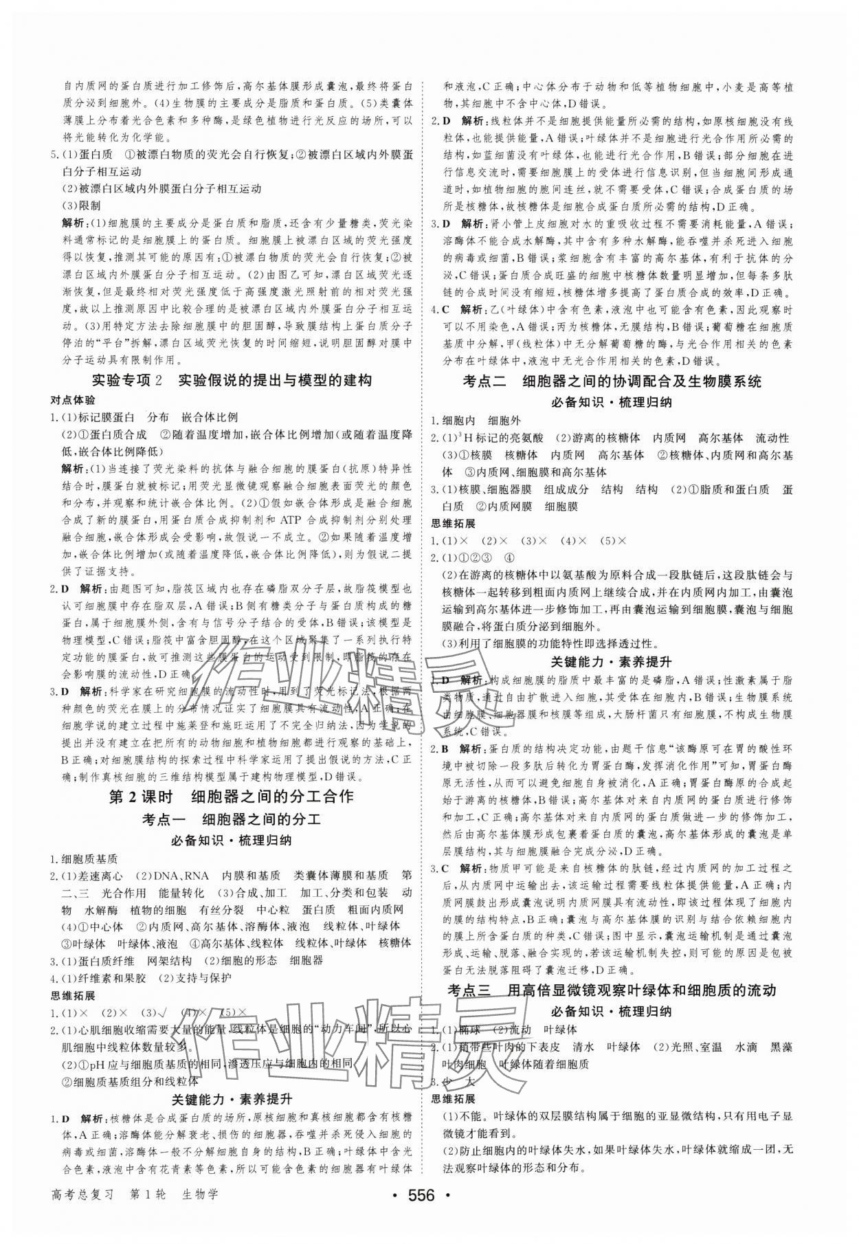 2025年優(yōu)化指導(dǎo)高中生物人教版 參考答案第6頁