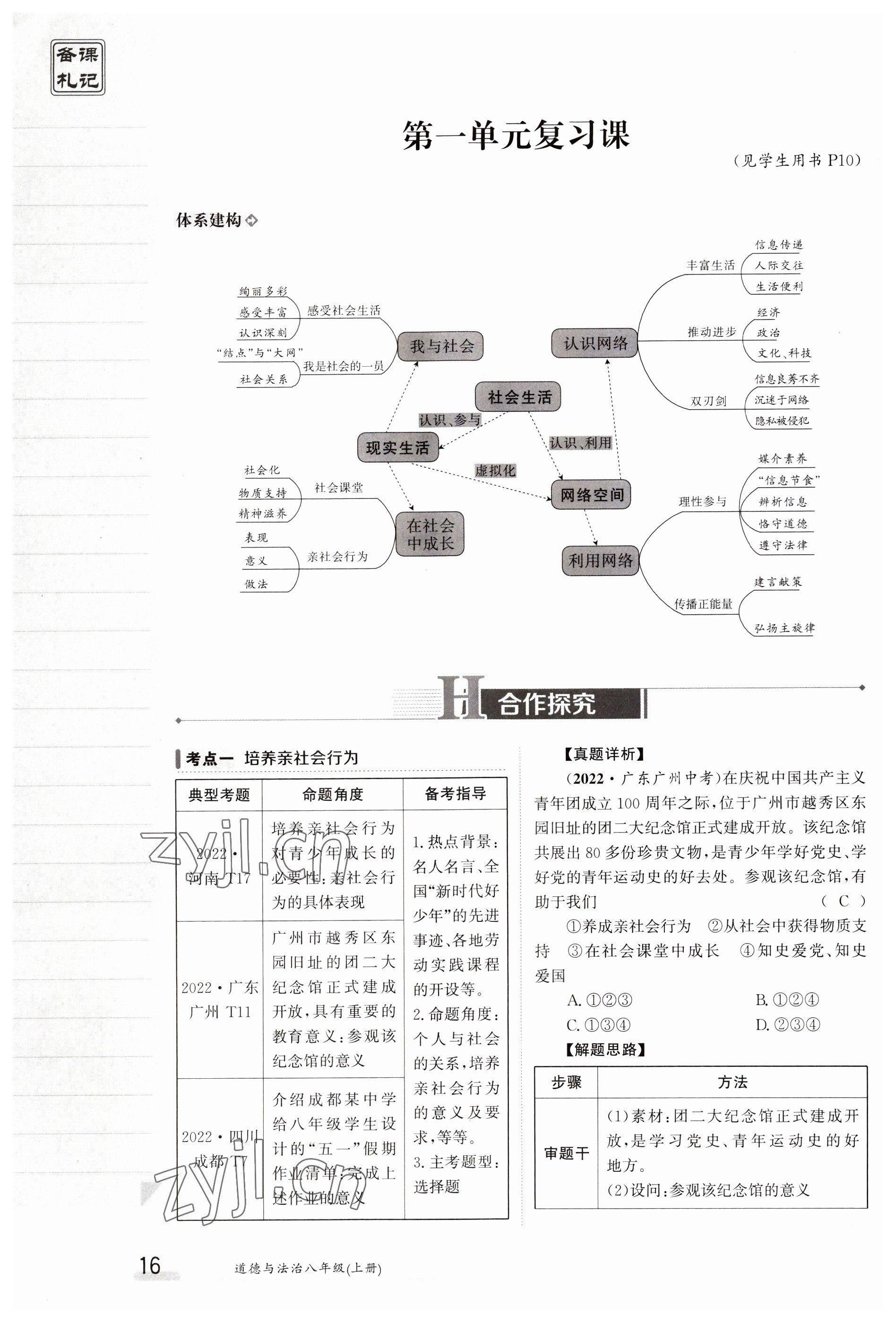 2023年金太陽(yáng)導(dǎo)學(xué)案八年級(jí)道德與法治上冊(cè)人教版 參考答案第16頁(yè)