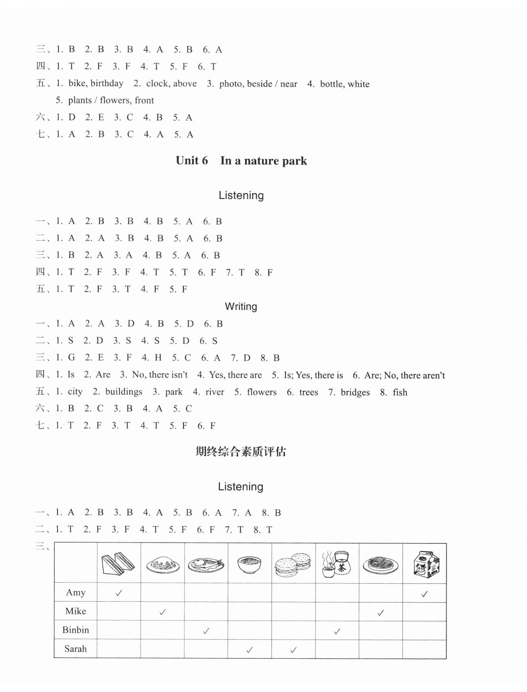 2025年巩固与提高浙江教育出版社五年级英语上册人教版&nbsp;参考答案第4页