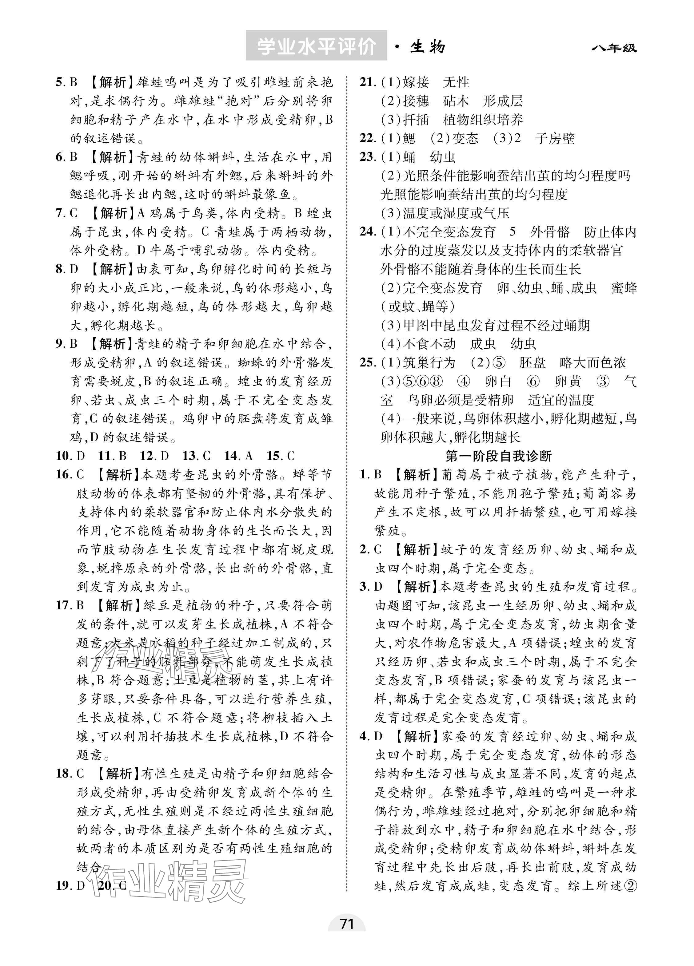 2025年學(xué)業(yè)水平評(píng)價(jià)同步檢測(cè)卷八年級(jí)生物下冊(cè)人教版 參考答案第3頁(yè)