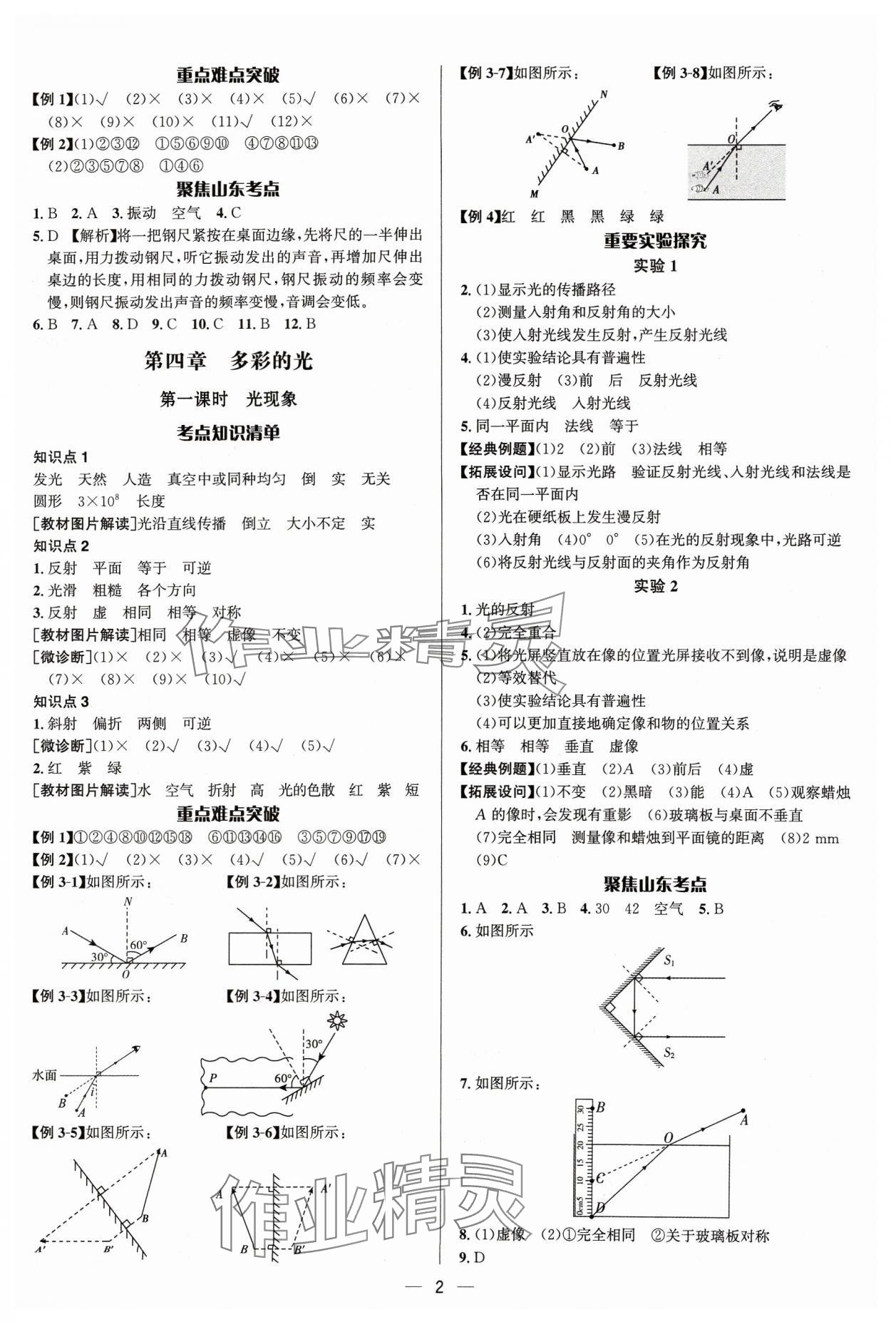 2024年中考对策物理沪科版 参考答案第2页