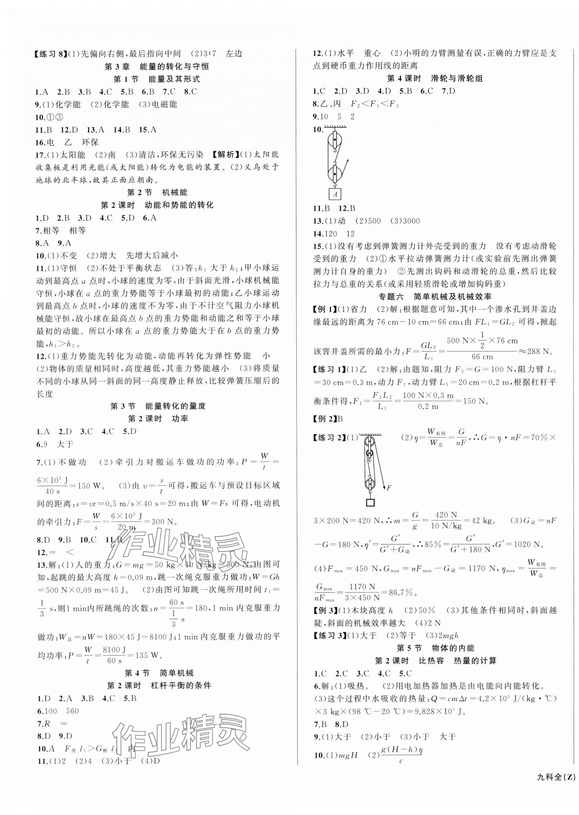 2025年名師面對(duì)面同步作業(yè)本九年級(jí)科學(xué)全一冊(cè)浙教版浙江專版 第3頁(yè)