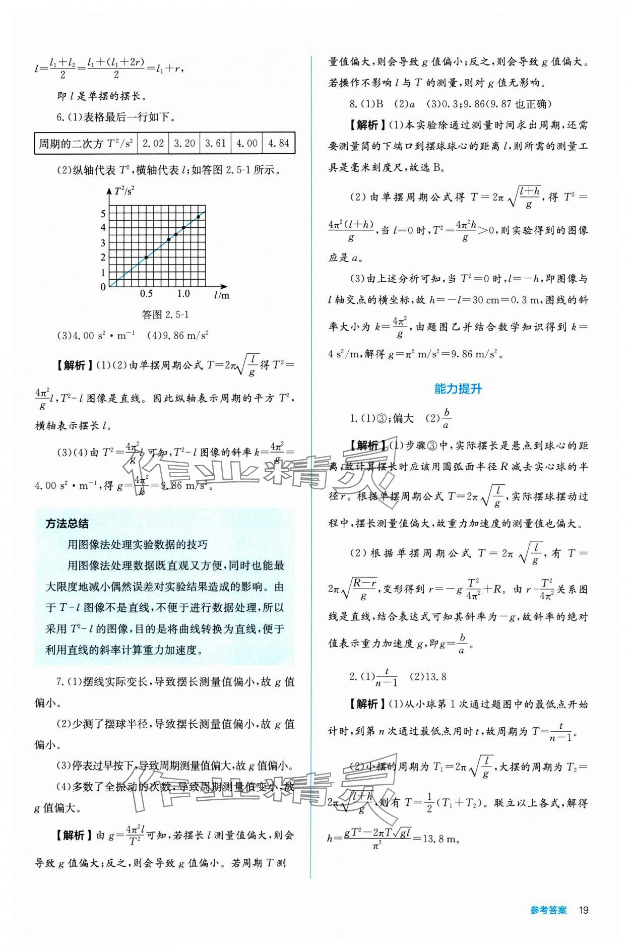 2024年人教金學(xué)典同步練習(xí)冊同步解析與測評高中物理選擇性必修第一冊 參考答案第19頁