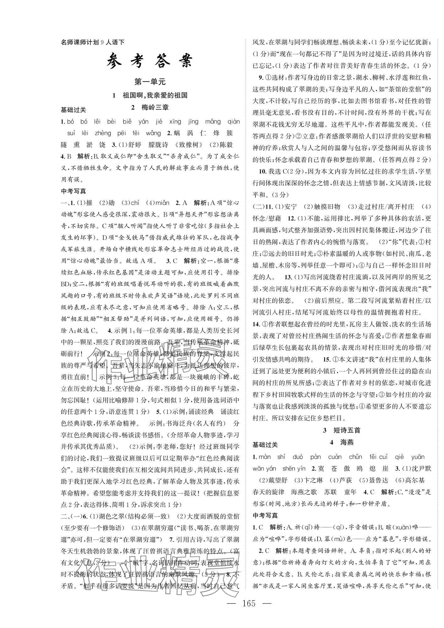 2025年名師課時(shí)計(jì)劃九年級(jí)語(yǔ)文下冊(cè)人教版 第1頁(yè)