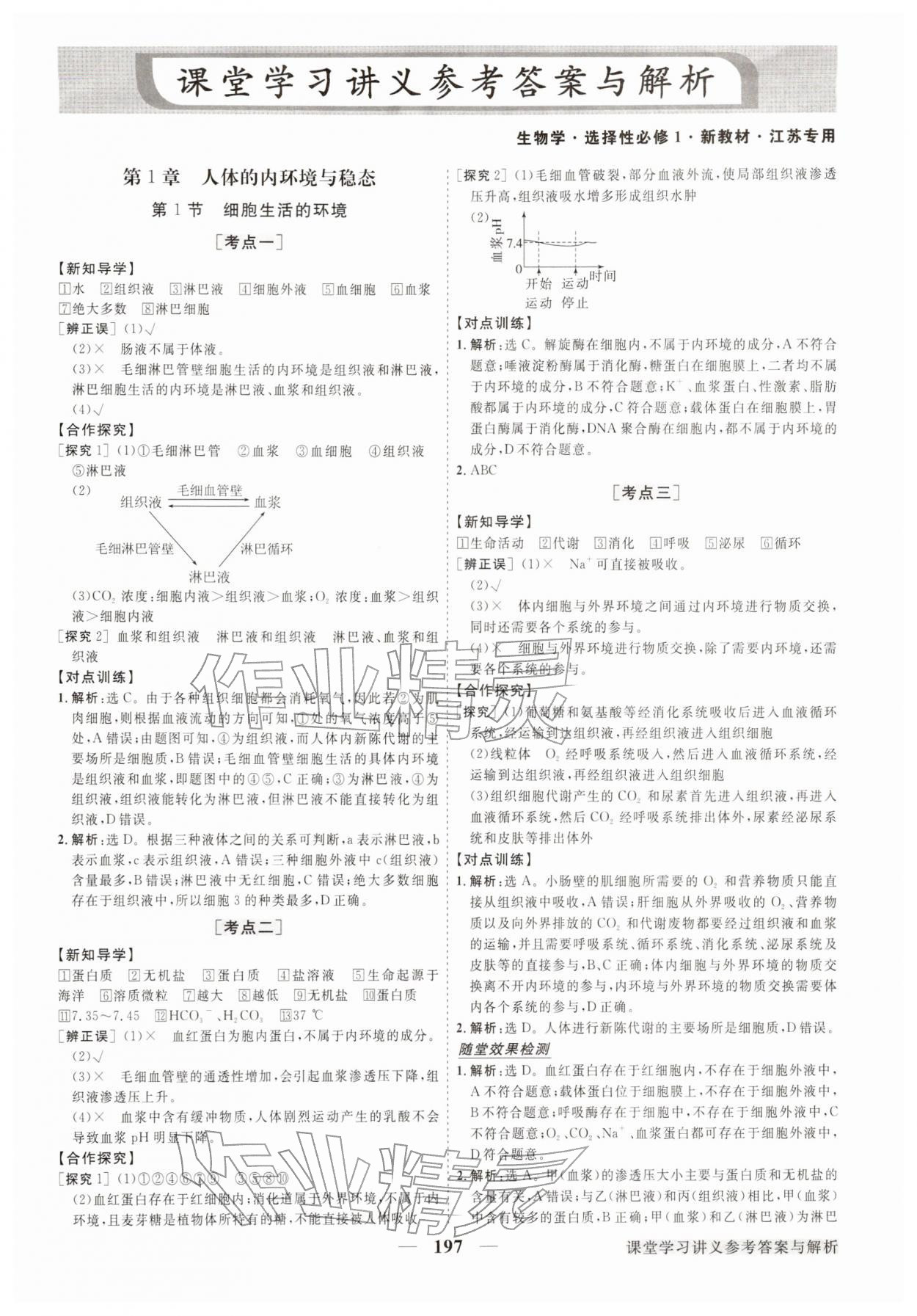 2025年高中同步创新课堂优化方案高中生物选择性必修第一册人教版江苏专版 第1页