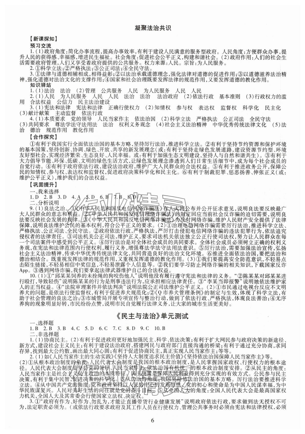 2023年智慧學習導(dǎo)學練九年級道德與法治全一冊人教版 第6頁