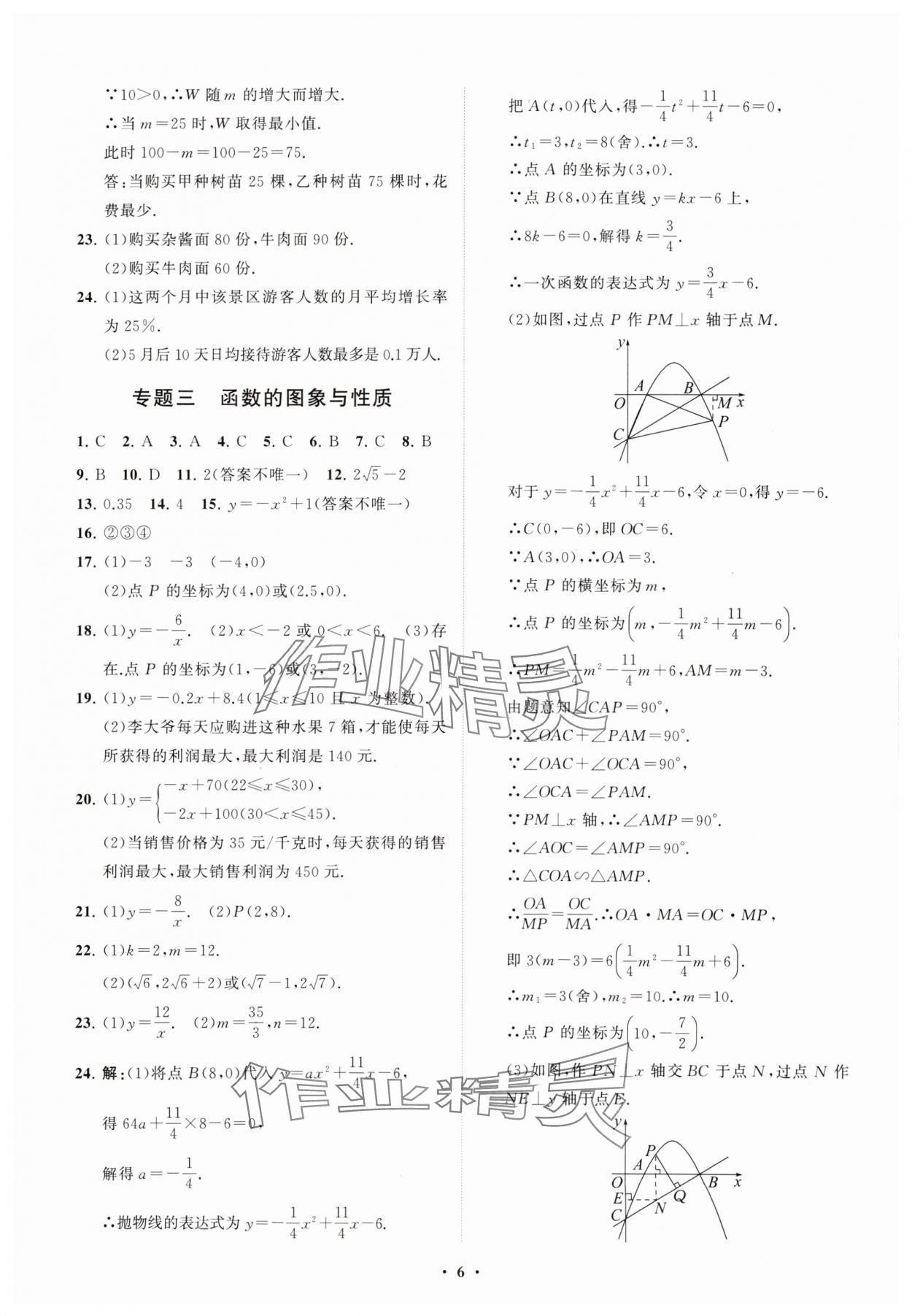 2024年初中總復習手冊分層專題卷數學五四制煙臺專版 參考答案第6頁