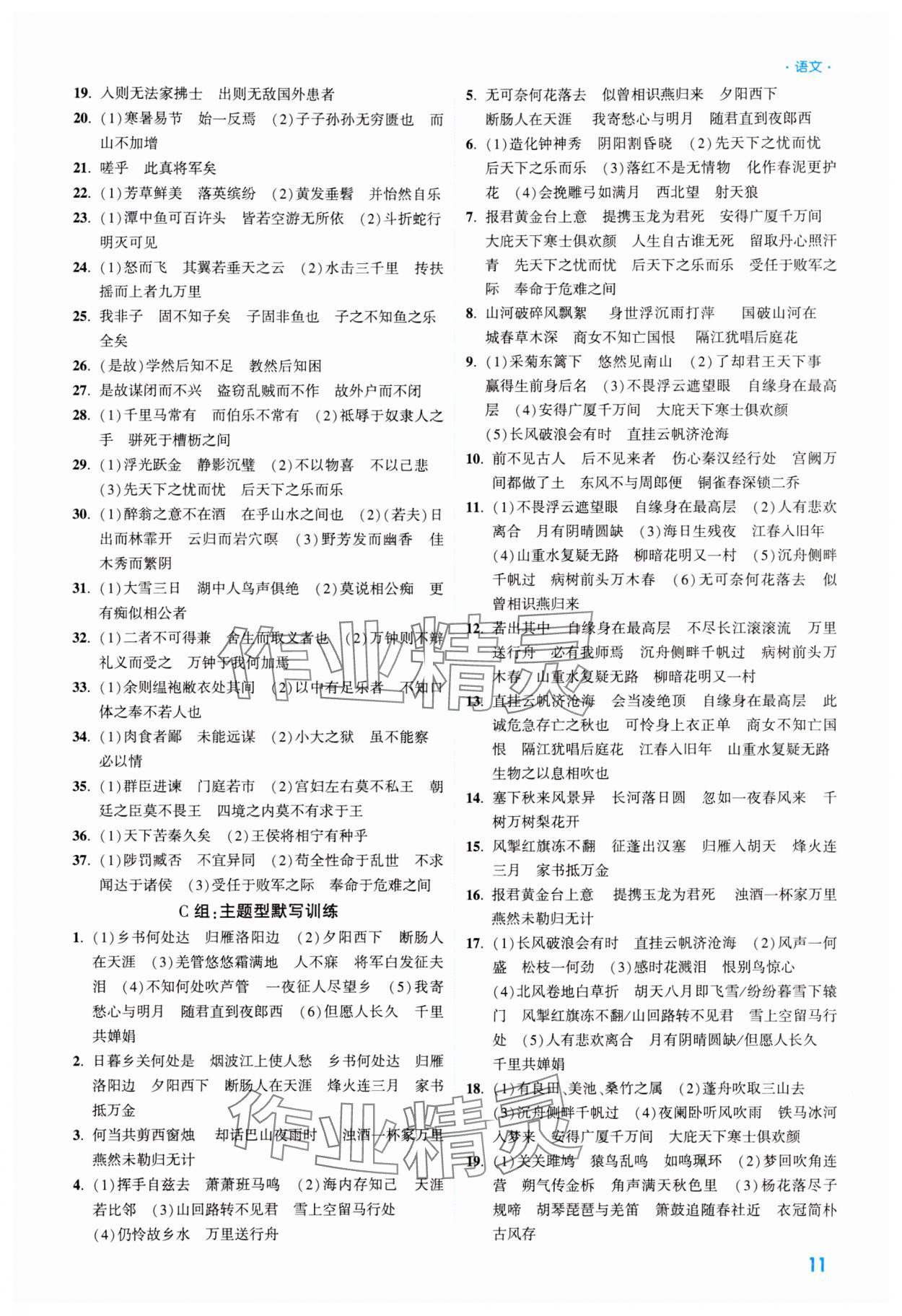 2024年高效复习新疆中考语文 参考答案第11页