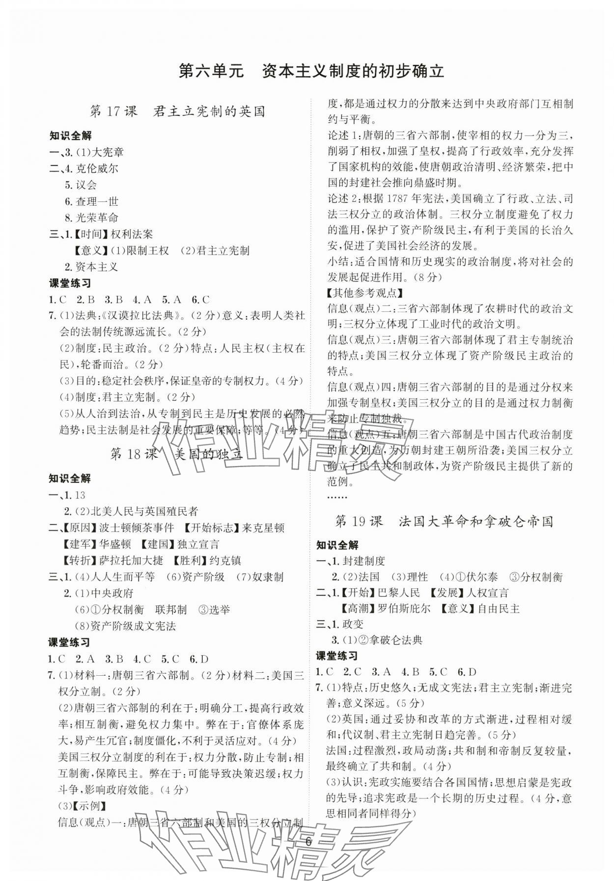 2024年考點專練九年級歷史全一冊人教版深圳專版 第6頁